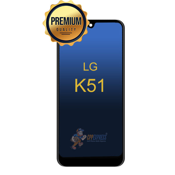 LG K51 LCD Touch Screen Digitizer with Frame - Black Replacement Part for Cracked/Damaged Screens | Perfect for DIY Phone Repairs & Screen Replacement Projects