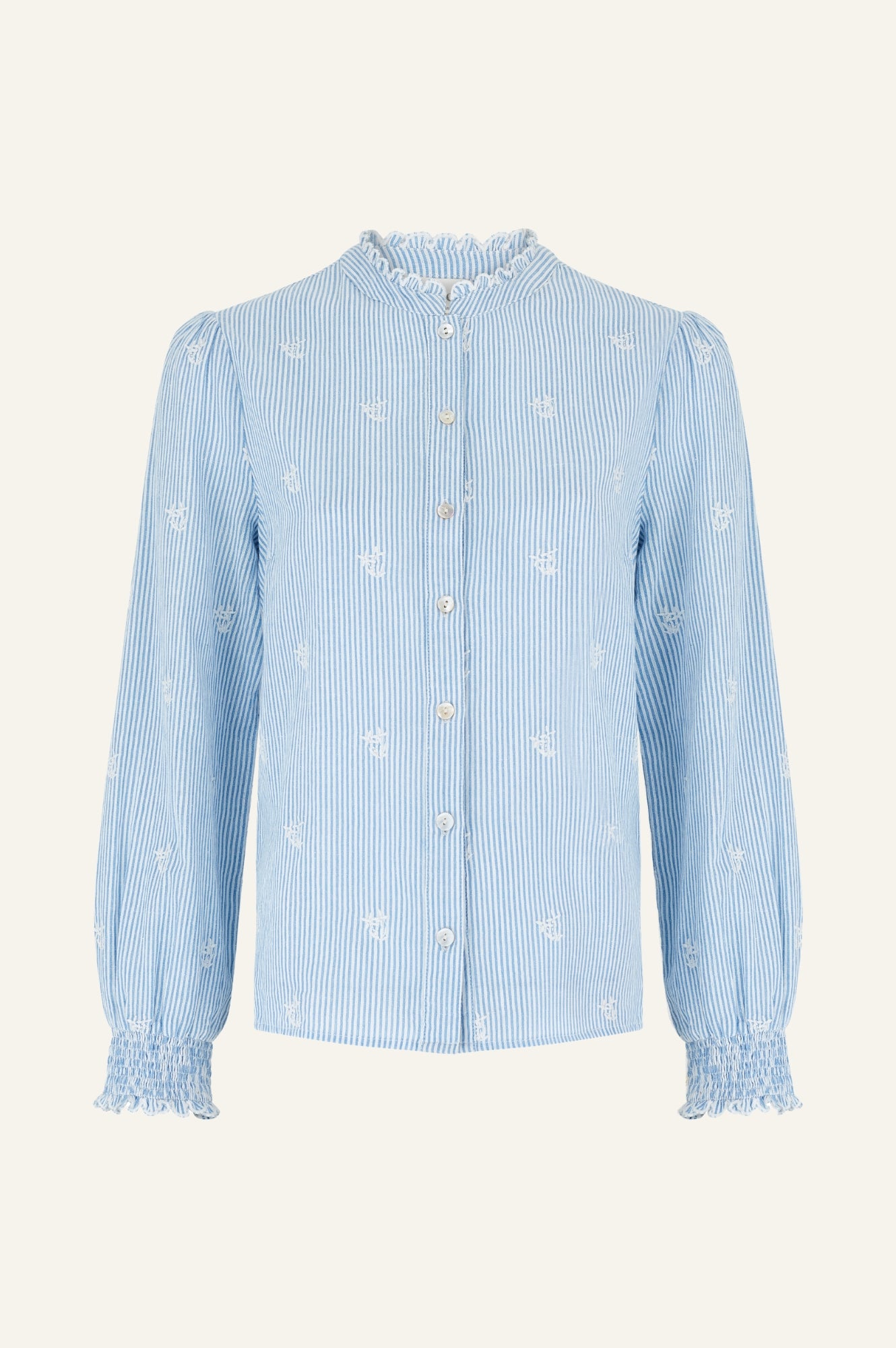 Cosima Organic Cotton Shirt for Women - Soft Breathable Blue & White Striped Tops - Perfect for Casual Wear, Office & Summer Outfits