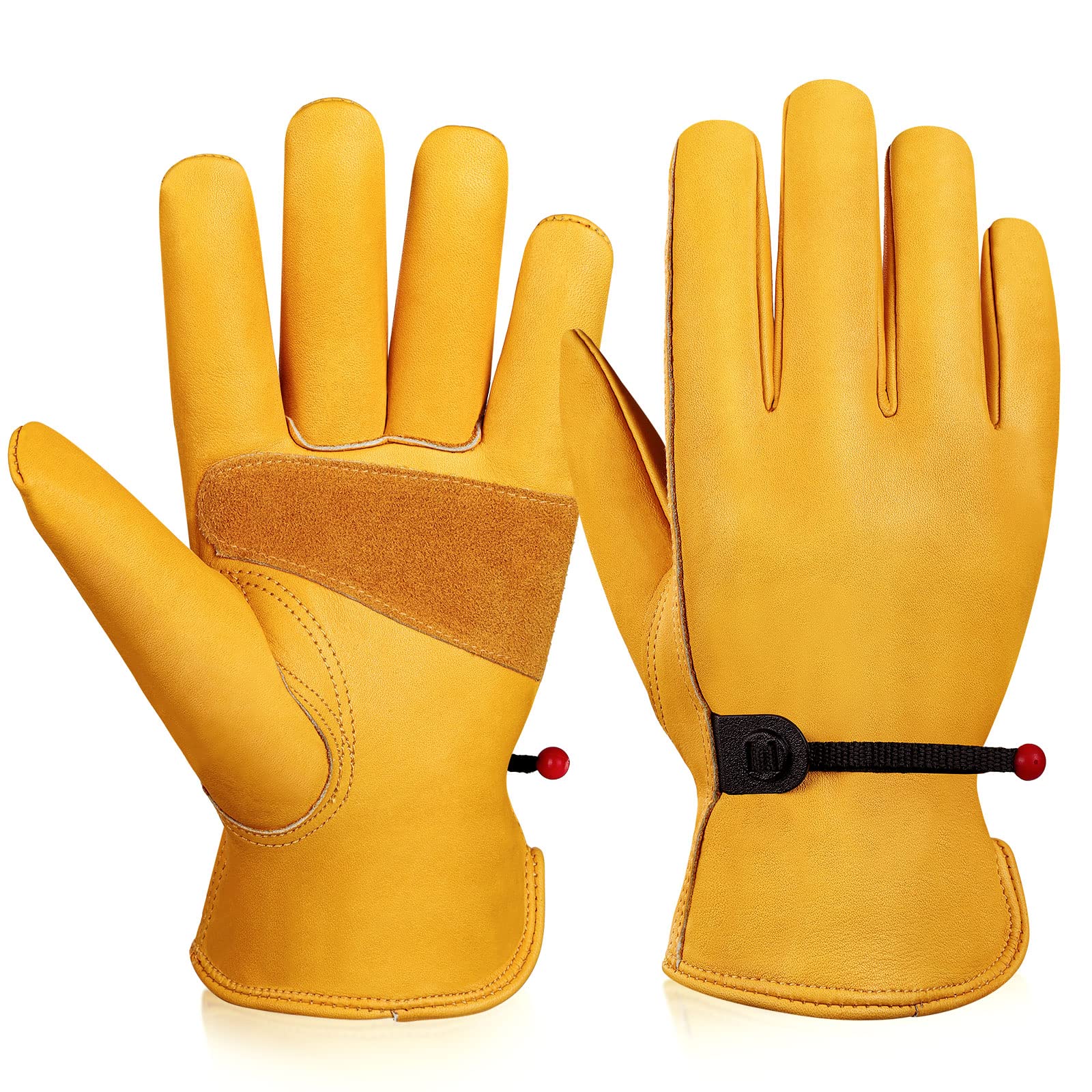 OZERO Leather Work Gloves - Cowhide for Men & Women - Driving, Gardening, Ranch Work