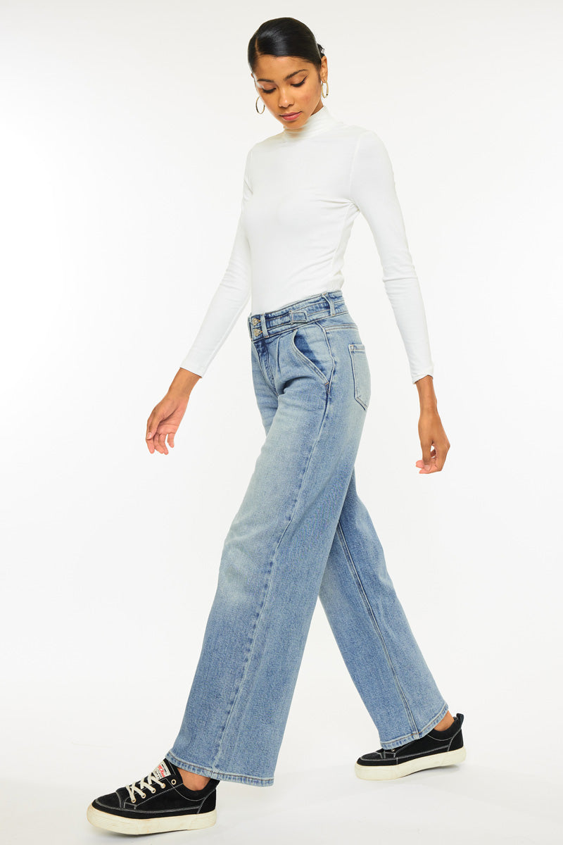 Promise High Rise Wide Leg Jeans for Women - Comfortable Stretchy Denim Pants - Perfect for Casual Wear, Office Outfits & Street Style Fashion