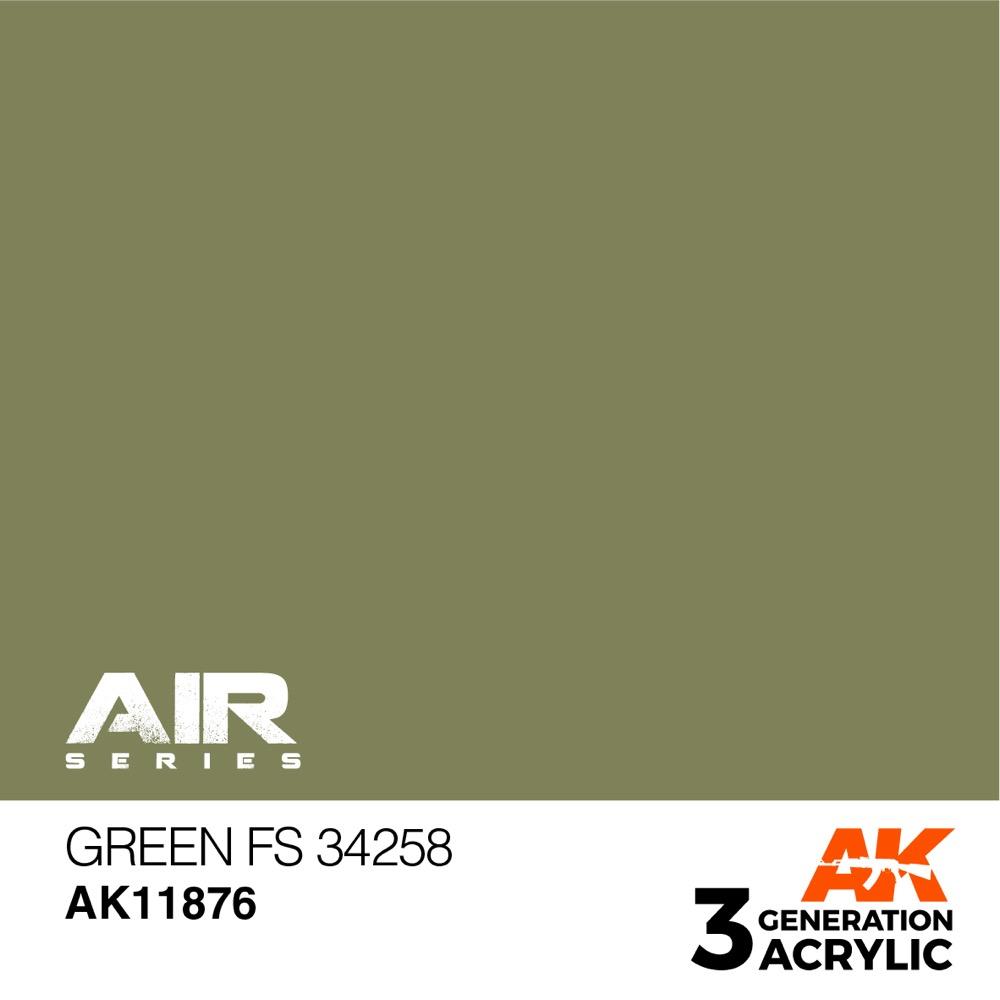 AK Interactive AK11876 Air Series Green FS 34258 Acrylic Paint - 17ml Bottle for Scale Models & Miniatures - Perfect for Airbrushing Military, Aircraft, and Hobby Projects