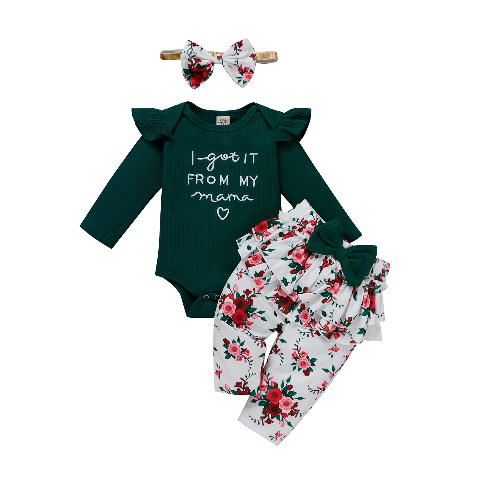 Adorable Floral Baby Girl Romper & Pants Set - Newborn Winter Outfits for Fall & Winter | Cute Infant Clothes for Photo Shoots, Playdates & Special Occasions