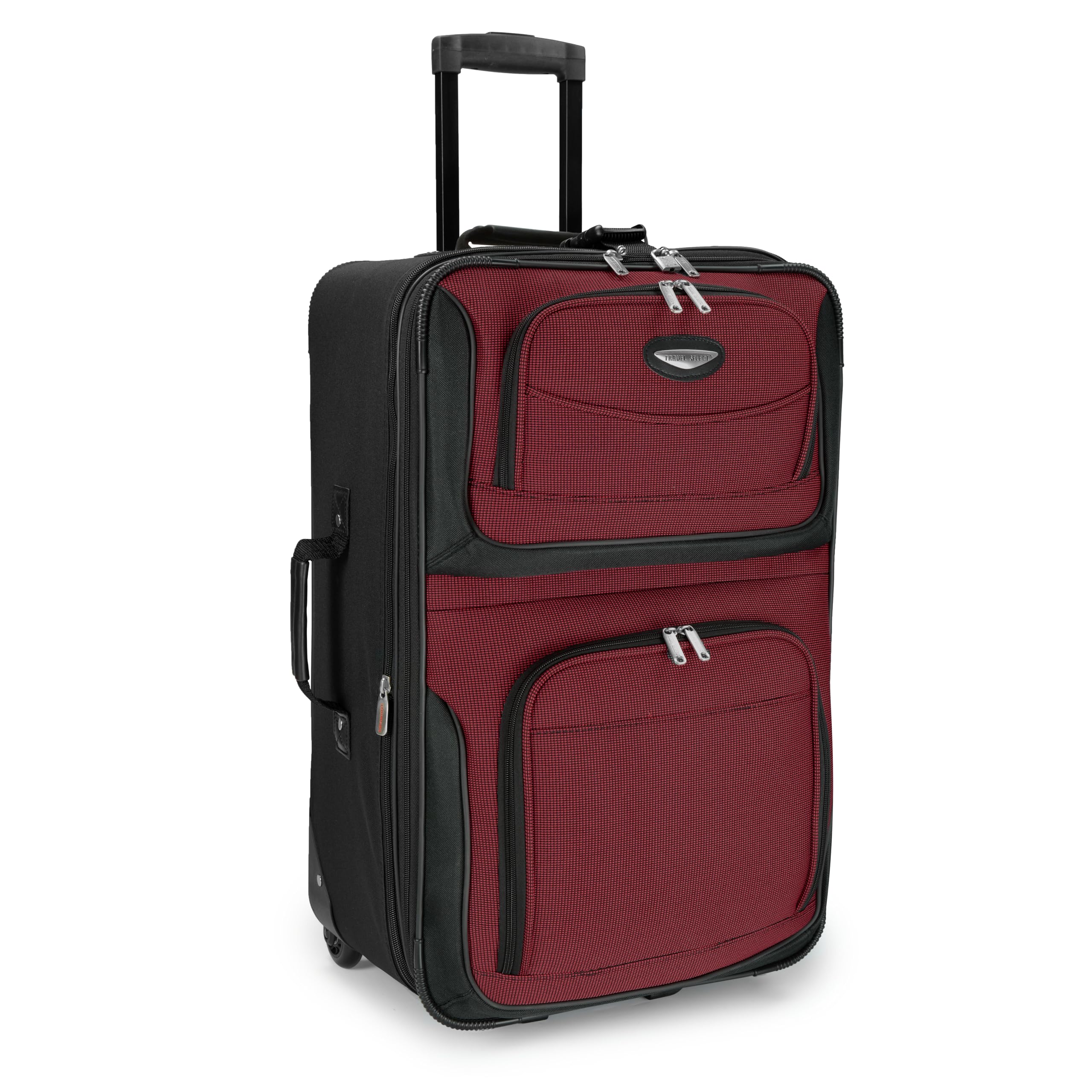 Travel Select Amsterdam Expandable Rolling Softside Luggage - 25-Inch Checked-Medium Burgundy Suitcase for Air Travel & Vacation Packing