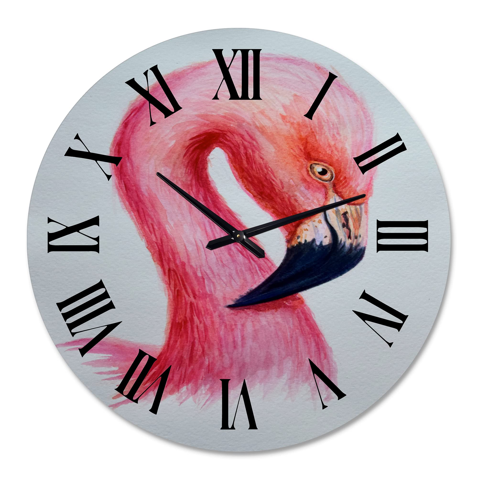 Farmhouse Wall Clock with Pink Flamingo Design - Large Decorative Wall Clock for Living Room, Kitchen, Bedroom | Rustic Home Decor, Unique Gift Idea