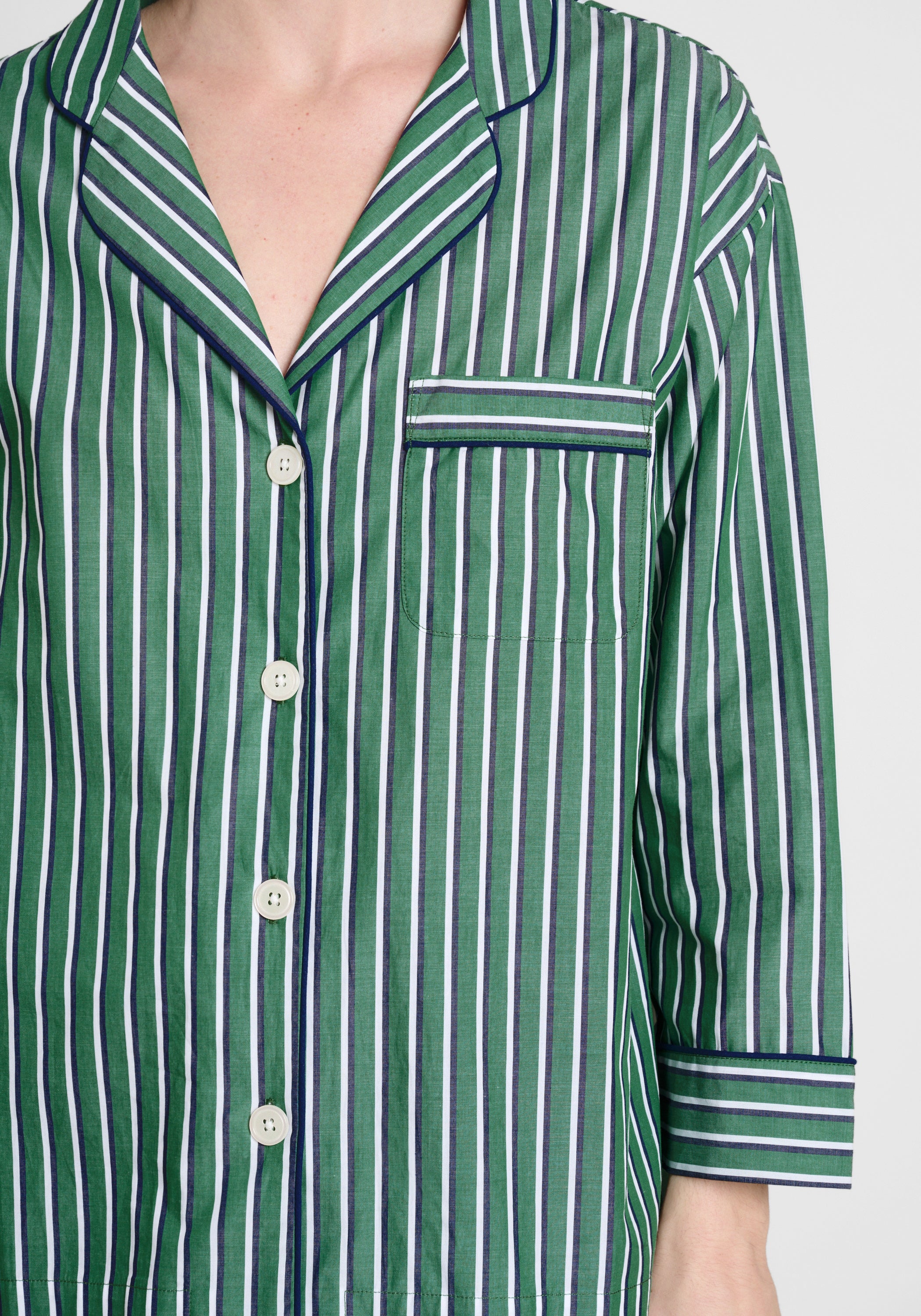 Marina Pajama Set - Soft Cotton Shadow Stripe Pajamas for Women | Cozy Sleepwear for Lounge, Travel & Relaxation at Home