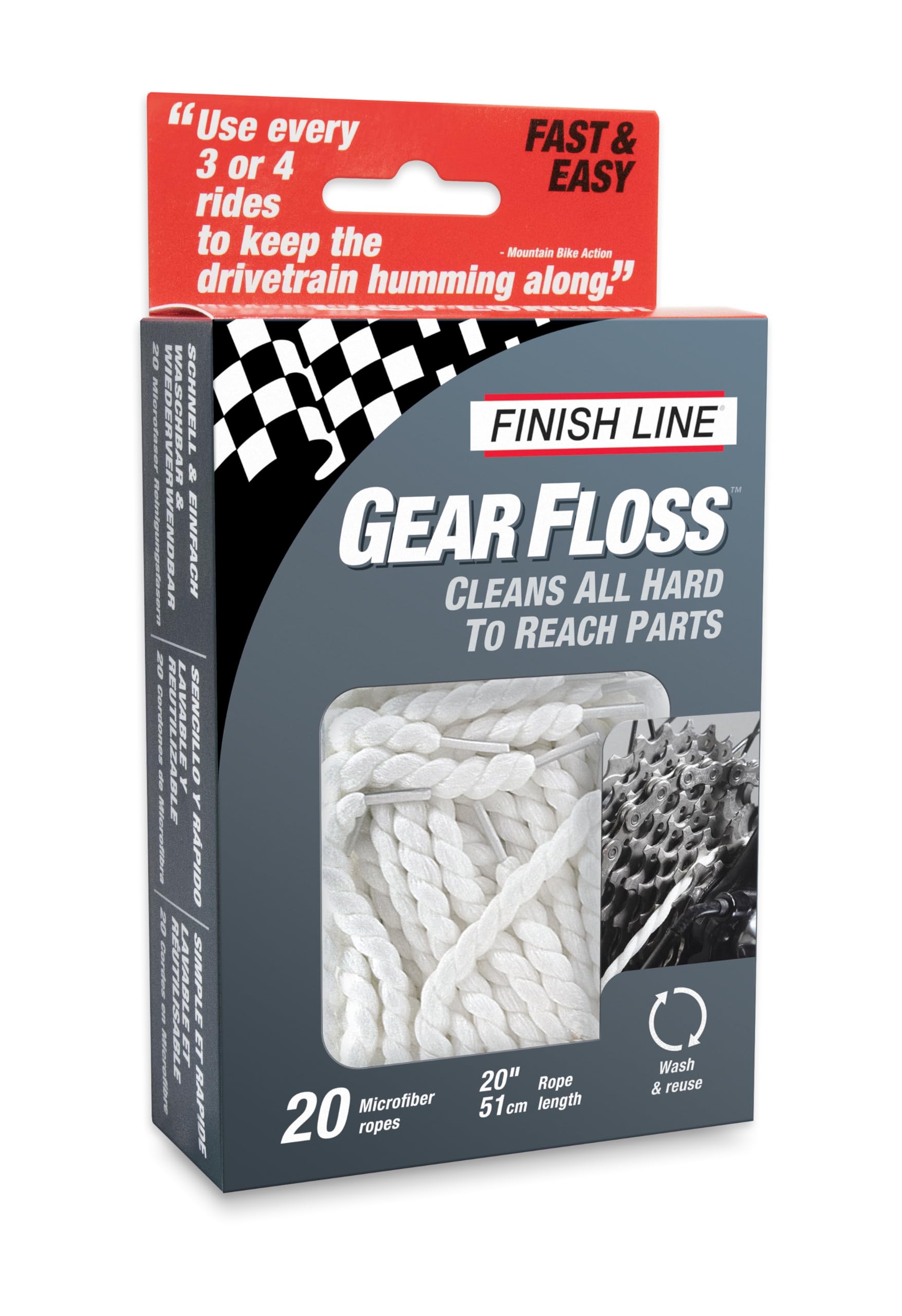 Finish Line Gear Floss - Premium Bike Cleaning Tool for Chains & Drivetrain | Ideal for Road & Mountain Bikes | Keeps Your Bike Running Smoothly