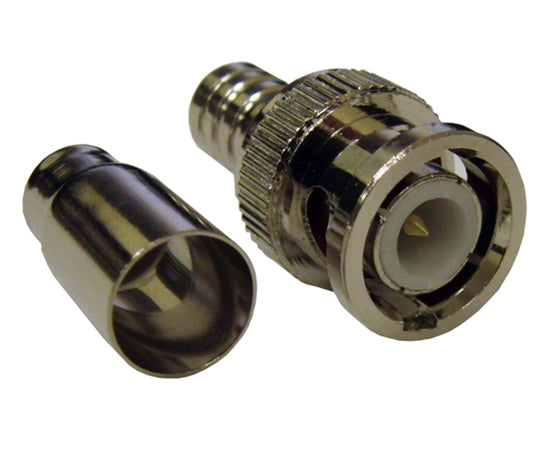 BNC Male Crimp Connector for RG59 Coaxial Cable - 2 Piece Set (Connector & Ferrule) - Perfect for CCTV, Security Systems & Audio/Video Installations