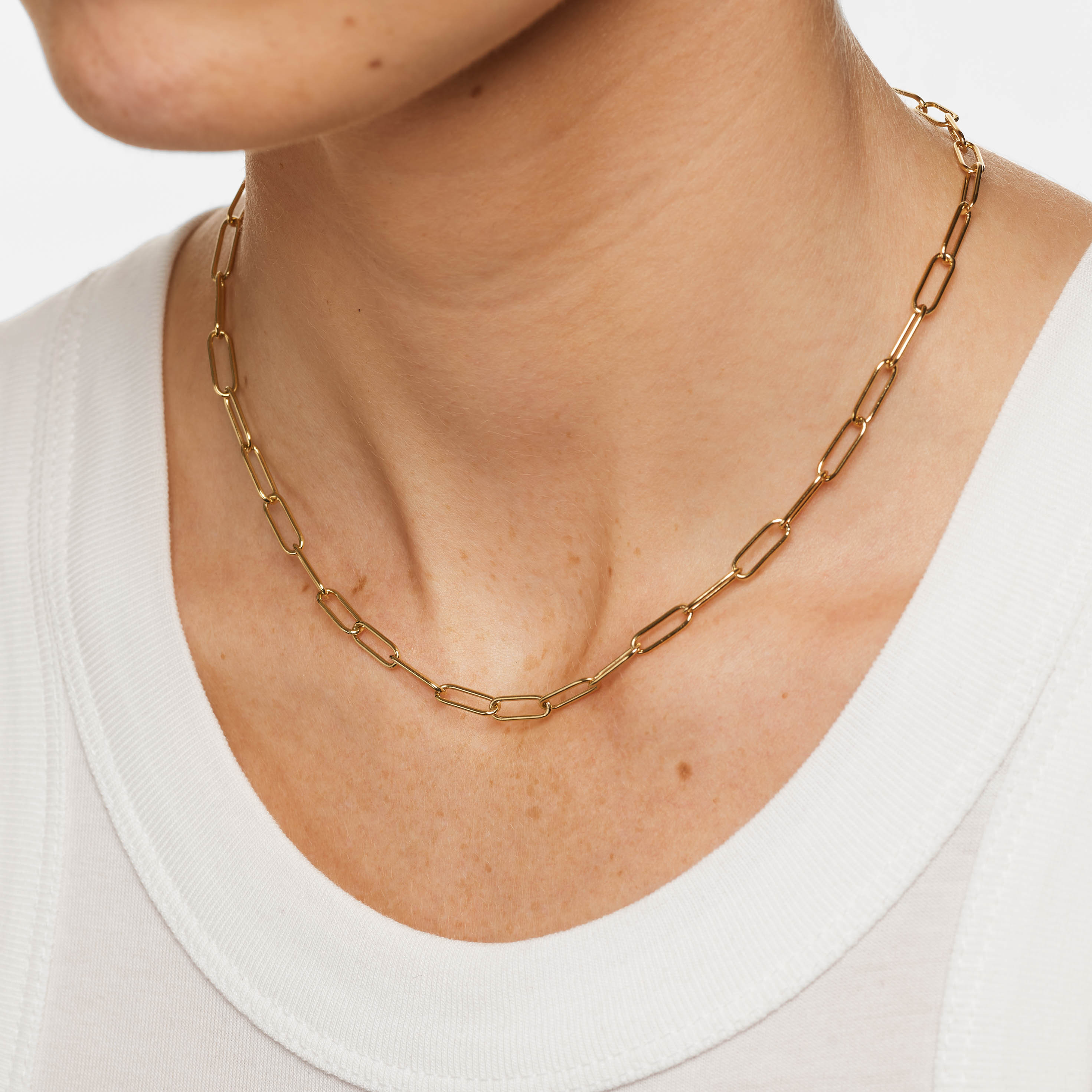 Elegant Gold Paperclip Chain Necklace for Women - Trendy Layering Jewelry for Everyday Wear & Gift Giving