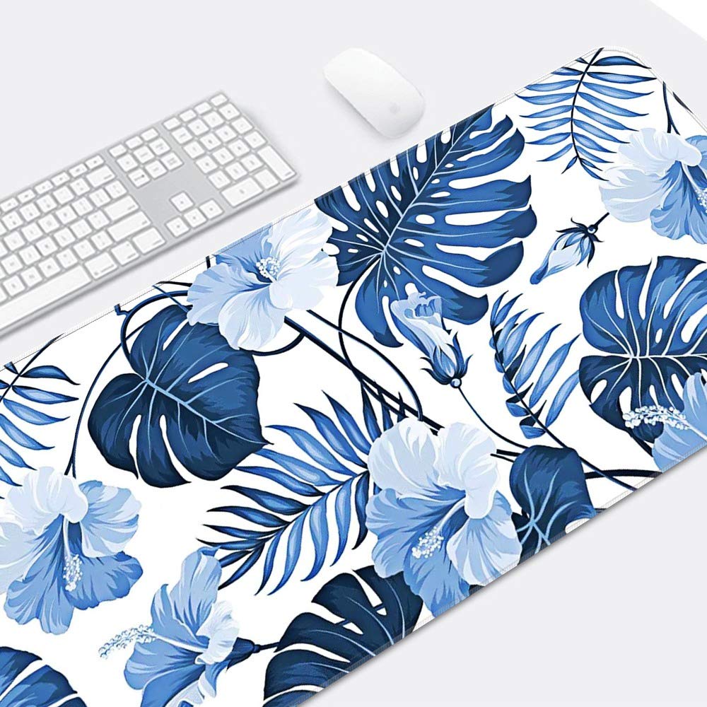 XXL Large Gaming Mouse Pad 31.5x11.8 Inches - Stitched Edge, Anti-Slip Rubber Base, Extended Computer Mouse Mat with Custom Palm Tree Banana Leaves Design - Perfect for PC Gaming, Office Work & Home Computer Setup