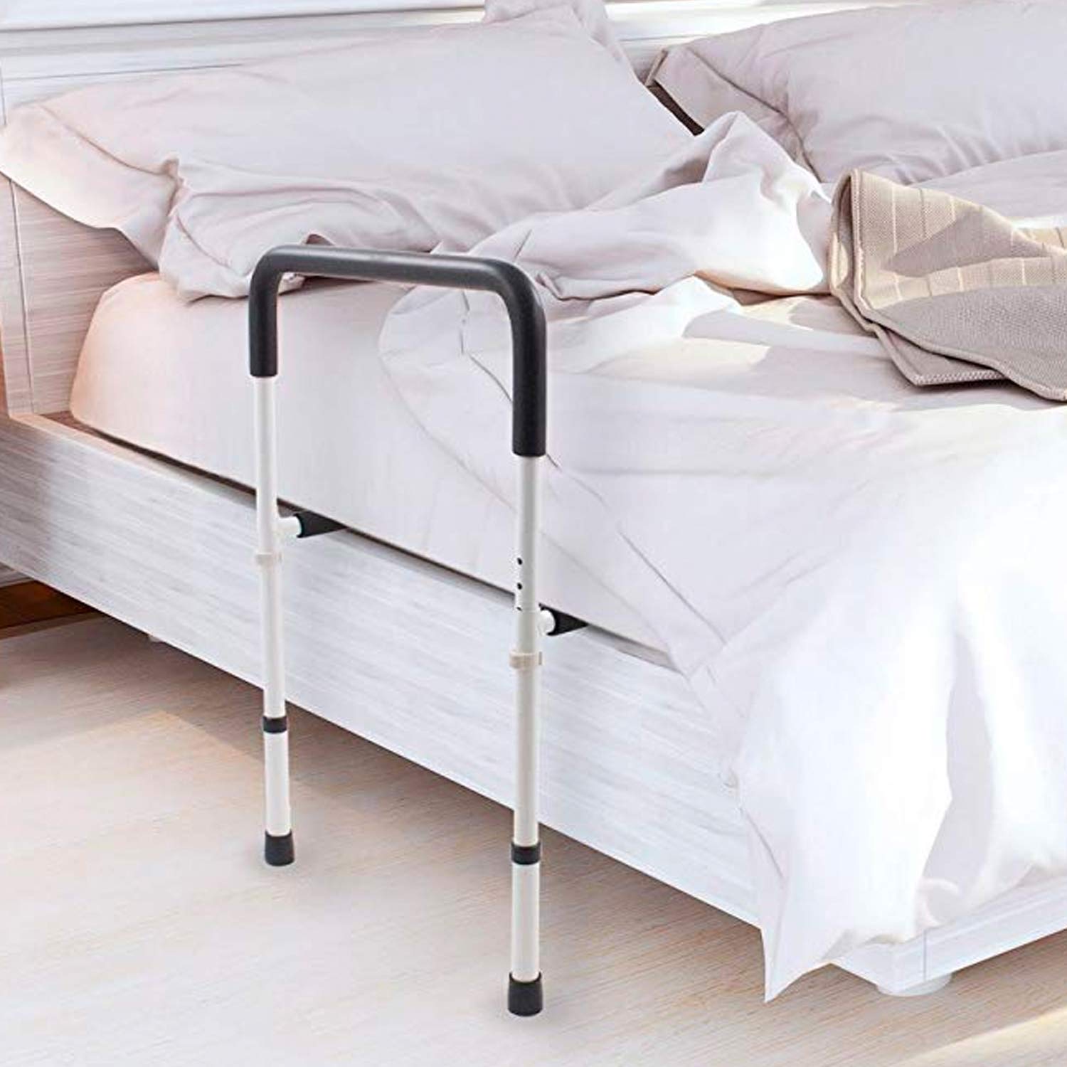 Adjustable Height Bed Rail for Elderly - Tool-Free Assembly, Non-Slip Grip Bed Assist Handle - Ideal for Home Care, Hospital & Mobility Assistance