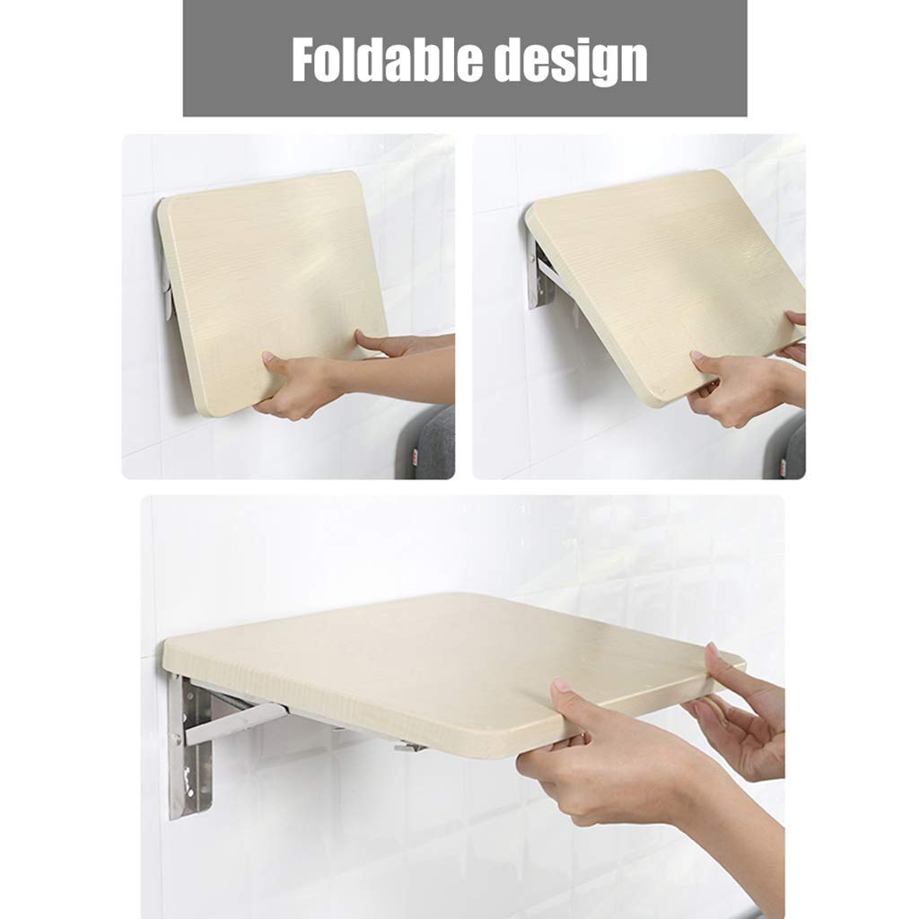 Wall-Mounted Drop-Leaf Folding Table - Solid Wood Floating Shelf with Multifunctional Design for Study, Office & Bathroom - Space-Saving Computer Desk, Book Table & Small Space Storage Solution - Perfect for Apartments, Dorms & Tiny Homes