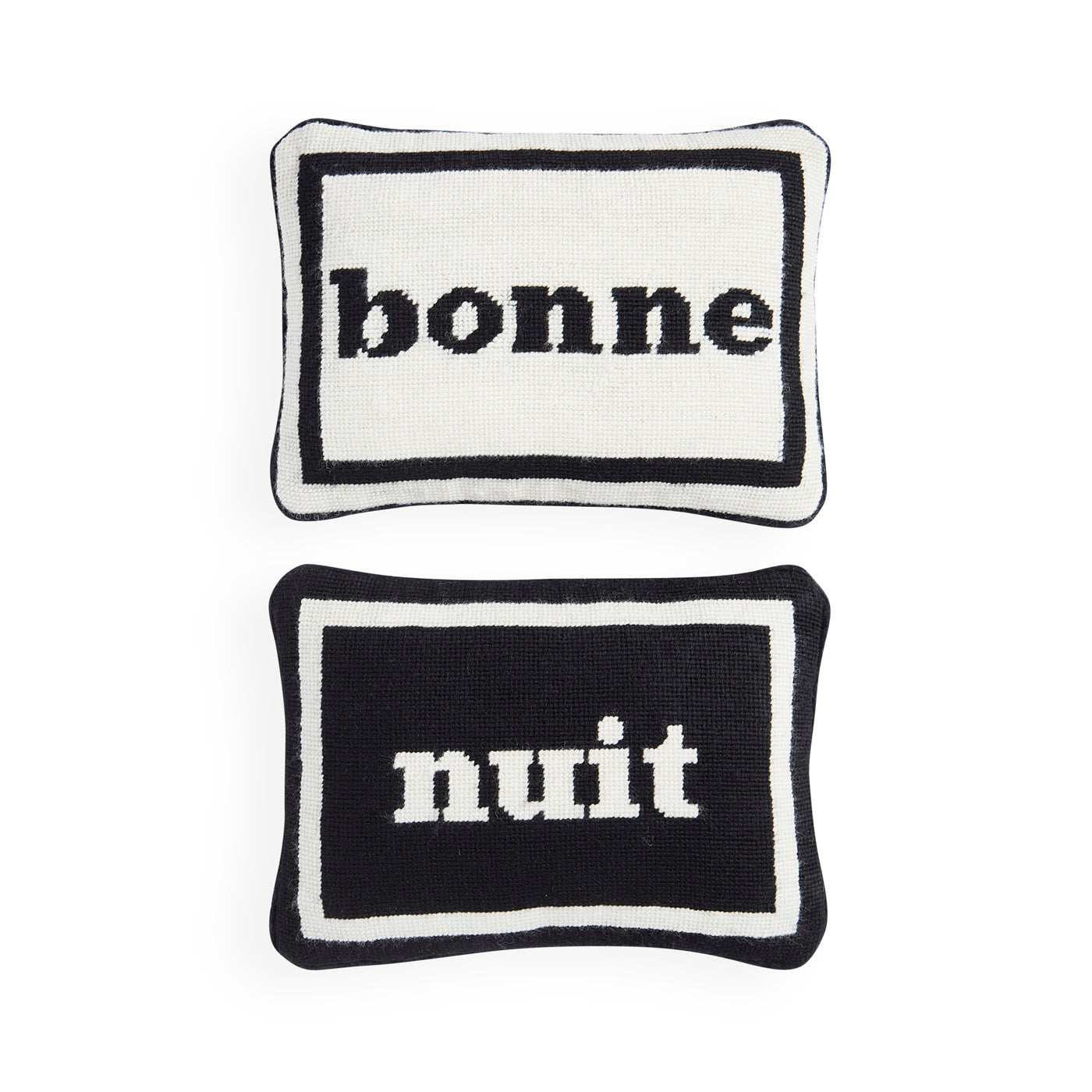 Bonne Nuit Needlepoint Pillow Set - Elegant French-Inspired Home Decor for Sofa, Bed & Nursery - Perfect for Living Rooms, Bedrooms & Gift Giving