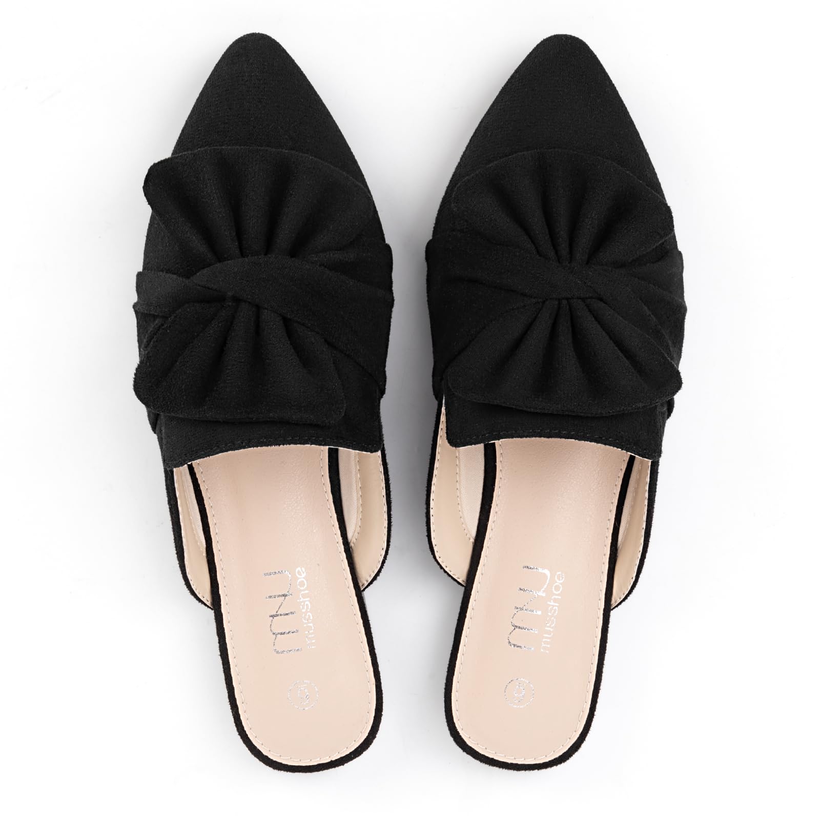 Comfortable Women's Pointed Toe Mules - Slip On Backless Loafers with Bow for Casual Wear & Office | MUSSHOE