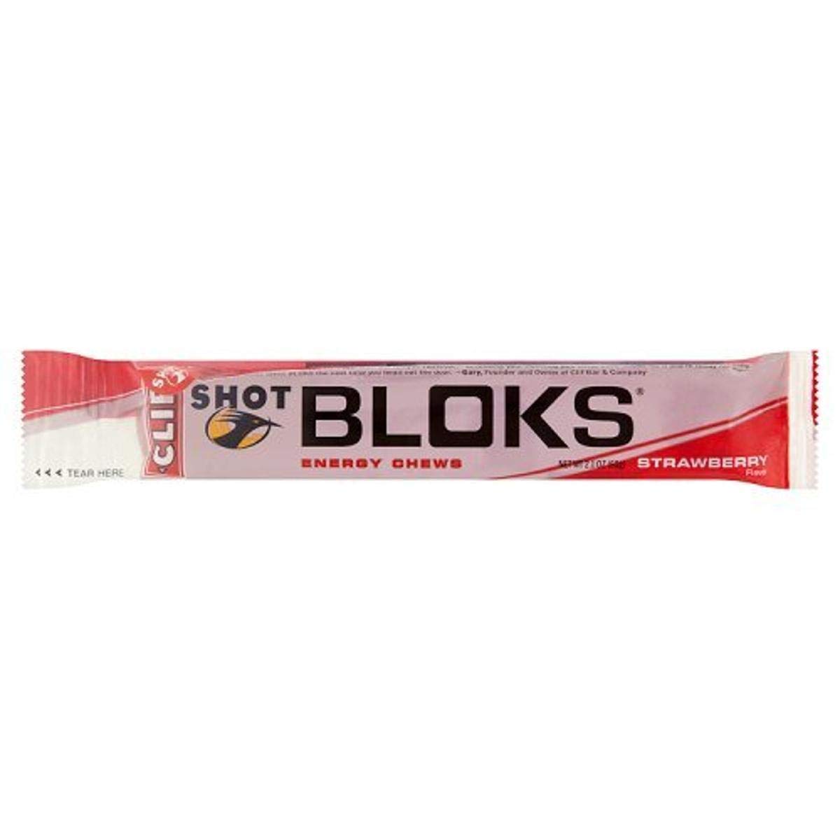 Organic CLIF SHOT BLOK Strawberry Energy Chews - 2.1oz (Pack of 1) - Electrolyte-Rich Fuel for Runners, Cyclists & Outdoor Adventures