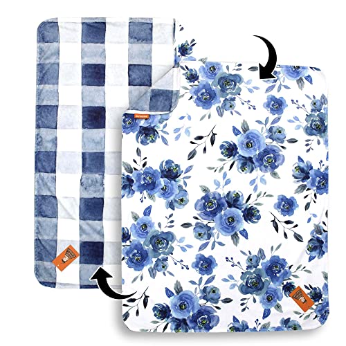Bb Blue Watercolor Roses, Blue Watercolor Plaid