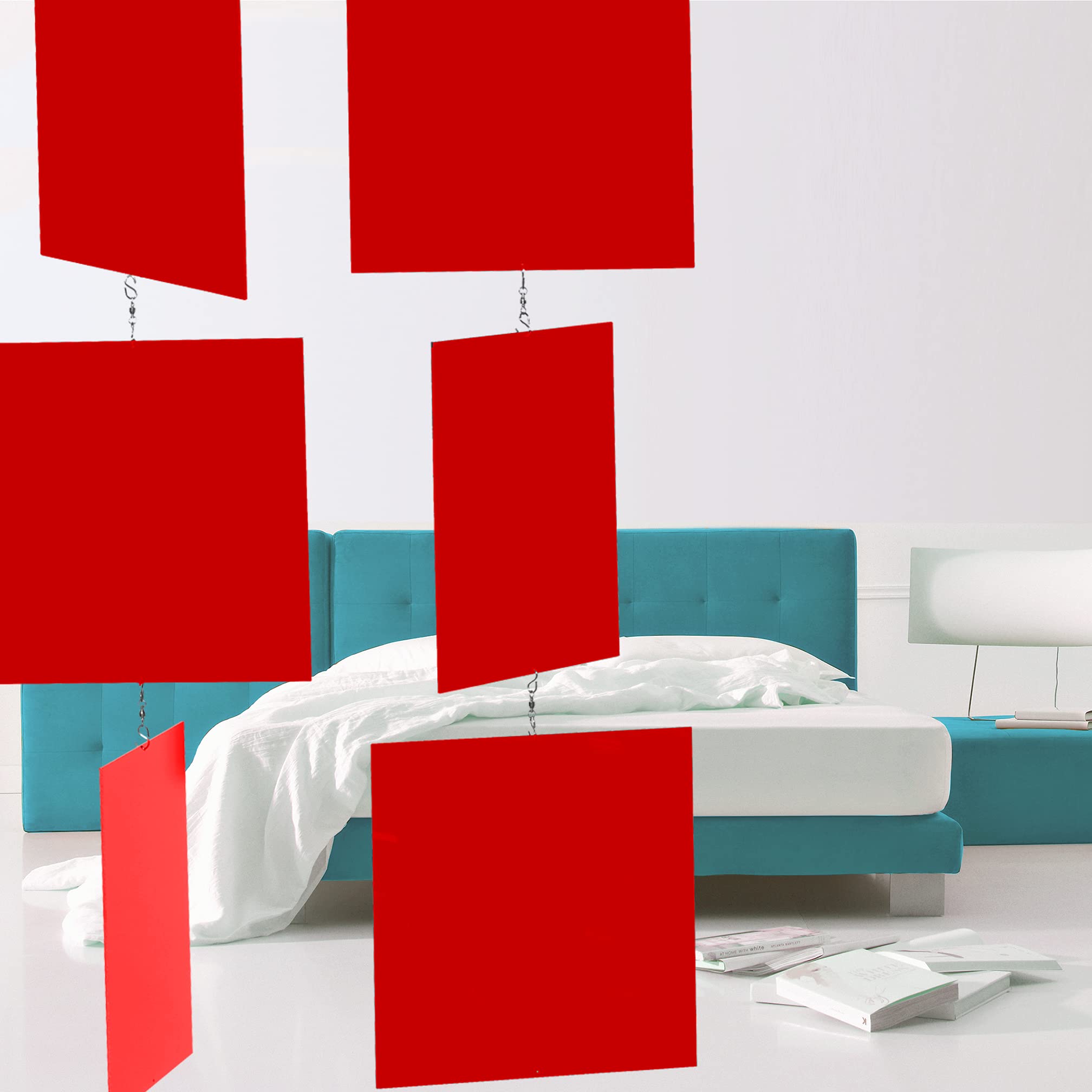 Red MODcast Art Mobile & Room Divider - Mid Century Modern Kinetic Sculpture | 4-Panel (12