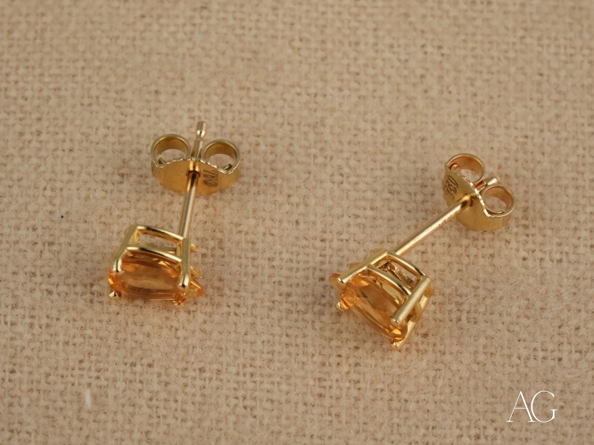 14K Gold Citrine Stud Earrings for Women - Dainty Golden Glow Gemstone Jewelry - Perfect for Everyday Wear, Office & Special Occasions
