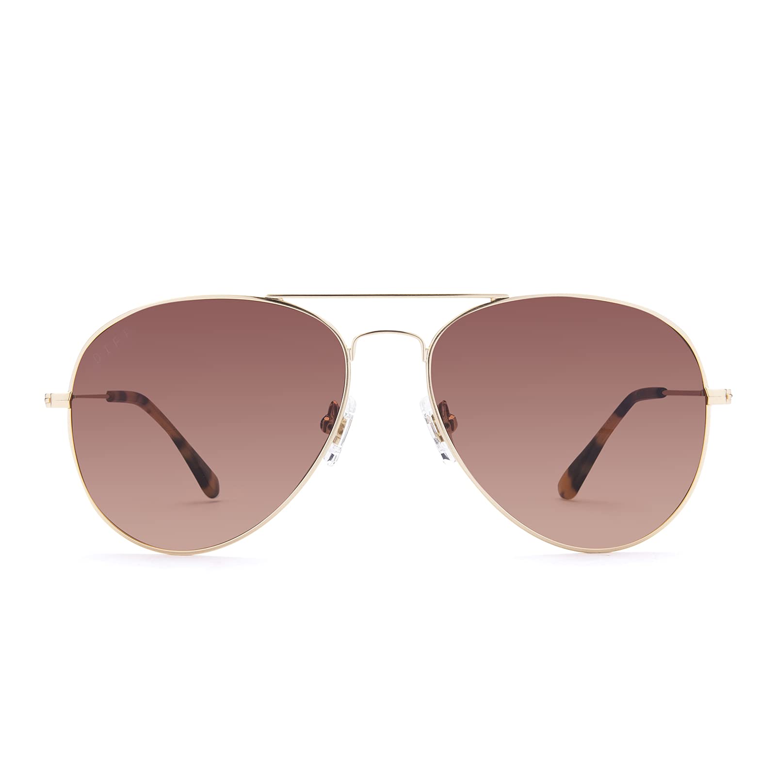 DIFF Eyewear Cruz Designer Aviator Sunglasses - Lightweight Gold Frame Unisex Sunglasses for Women & Men | Perfect for Driving, Beach & Outdoor Activities