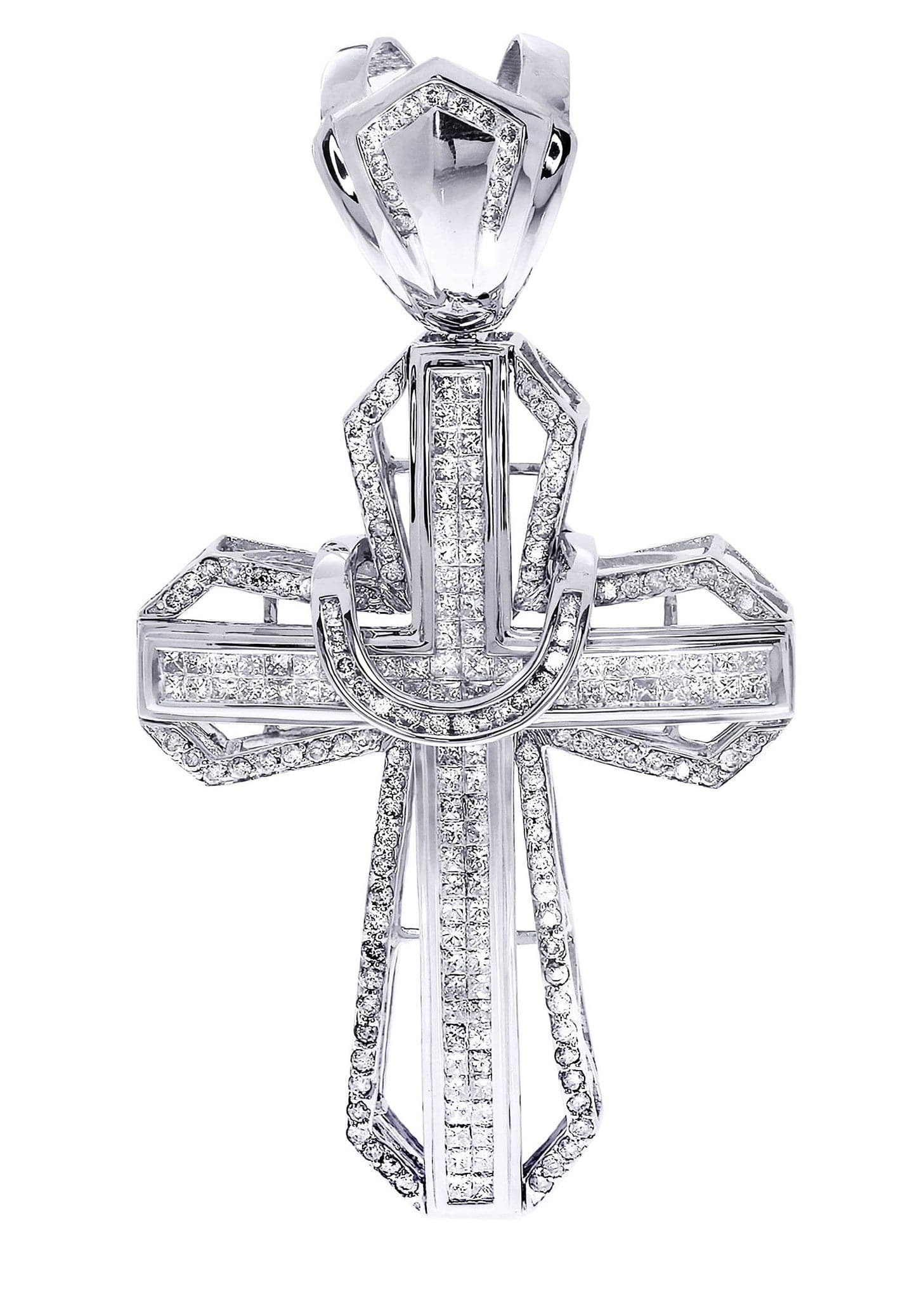 4 Carat Diamond Cross Pendant Necklace - 21.51 Grams | Elegant Religious Jewelry for Women & Men | Perfect for Church, Weddings & Special Occasions