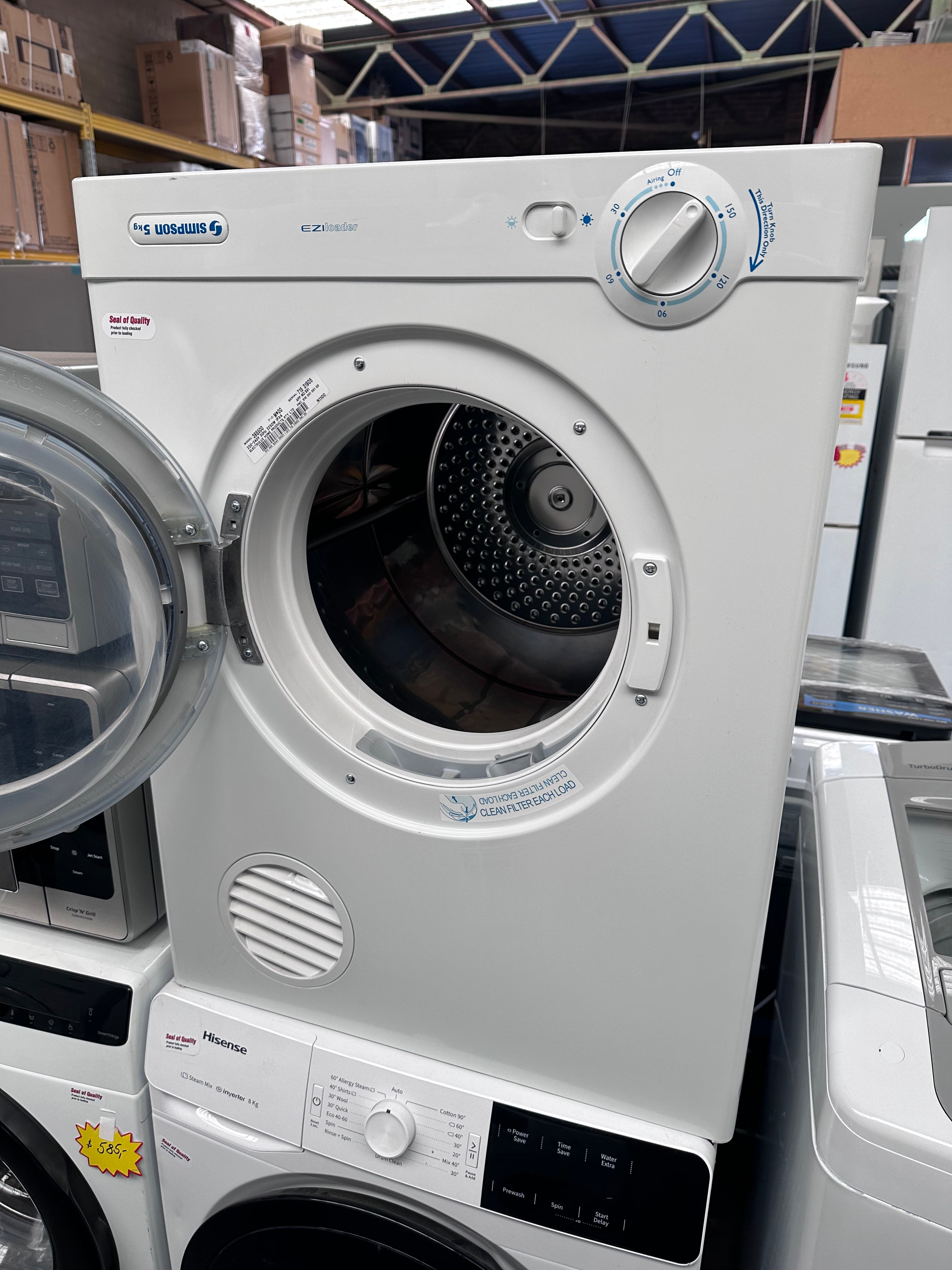 Refurbished Simpson 5kg Compact Clothes Dryer - Energy Efficient Laundry Solution for Apartments, Dorms & Small Spaces