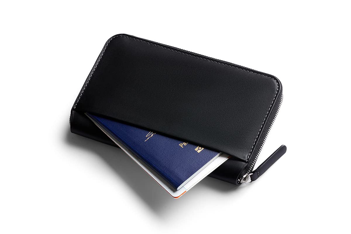 Bellroy Travel Folio - Premium Leather Passport & Document Holder for Men & Women - Slim RFID-Blocking Wallet for Travel Essentials - Perfect for Business Trips & Vacations (Black, Second Edition)