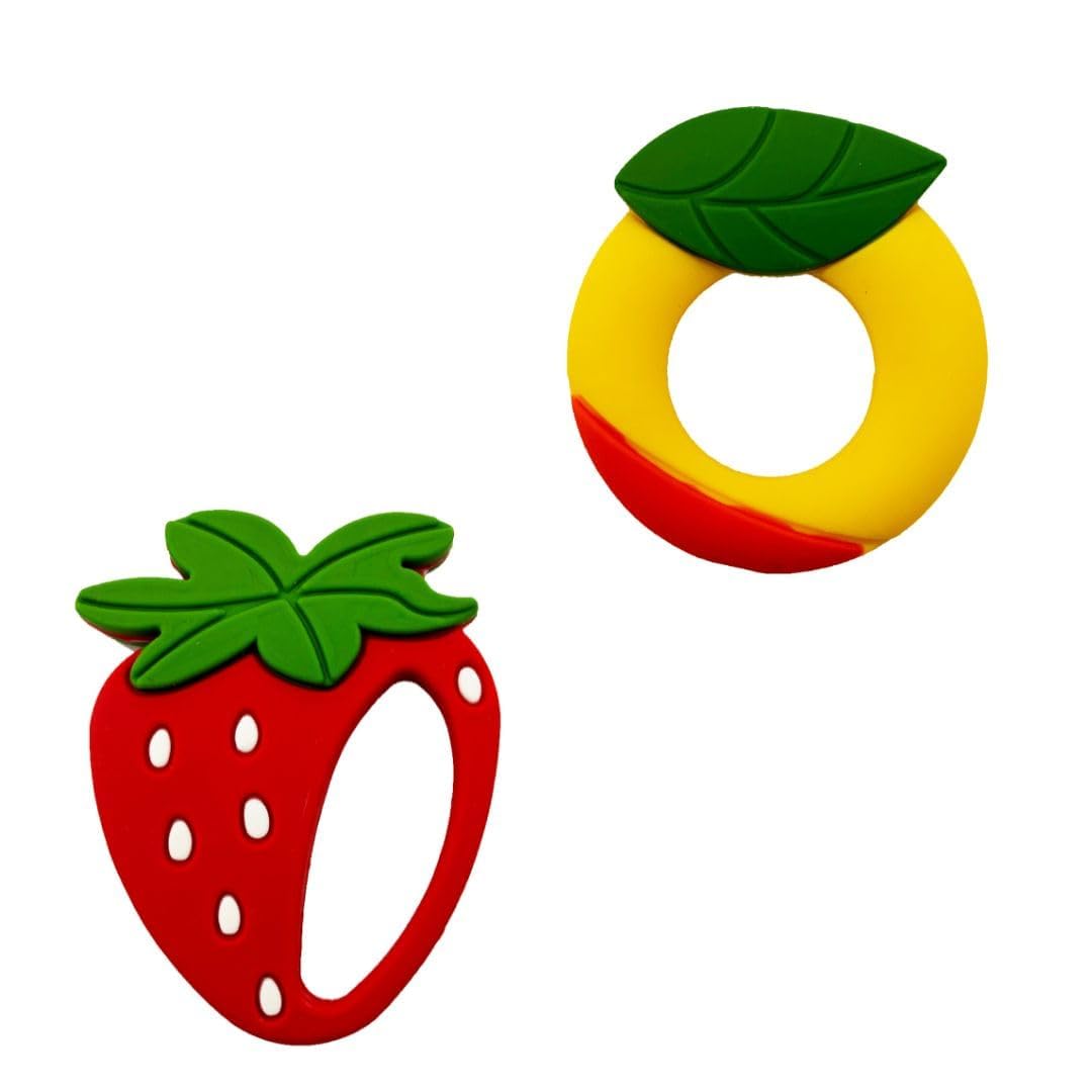 Nizomi Baby Teether for Teething Relief - 100% Food-Grade Silicone Teething Toys for Infants 0-48 Months | BPA-Free, PVC-Free, Easy-to-Hold Handles | Includes Carry Bag | Apple-Shaped Chew Toy in Multicolor | Perfect for Soothing Sore Gums at Home or On-the-Go