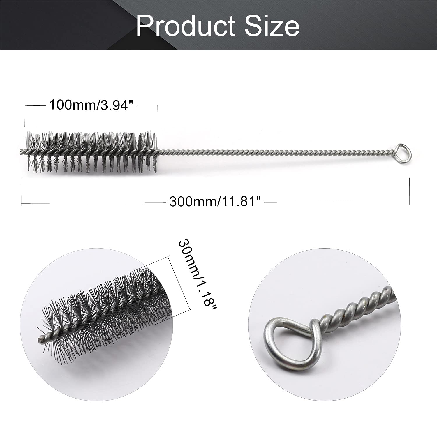 Utoolmart 5-Pack Stainless Steel Wire Tube Cleaning Brushes - 1.2-inch Diameter, 12-inch Length Spiral Power Brush for Bottles, Pipes & Tubes | Heavy-Duty Cleaning Tool for Home, Kitchen, Plumbing & Industrial Use