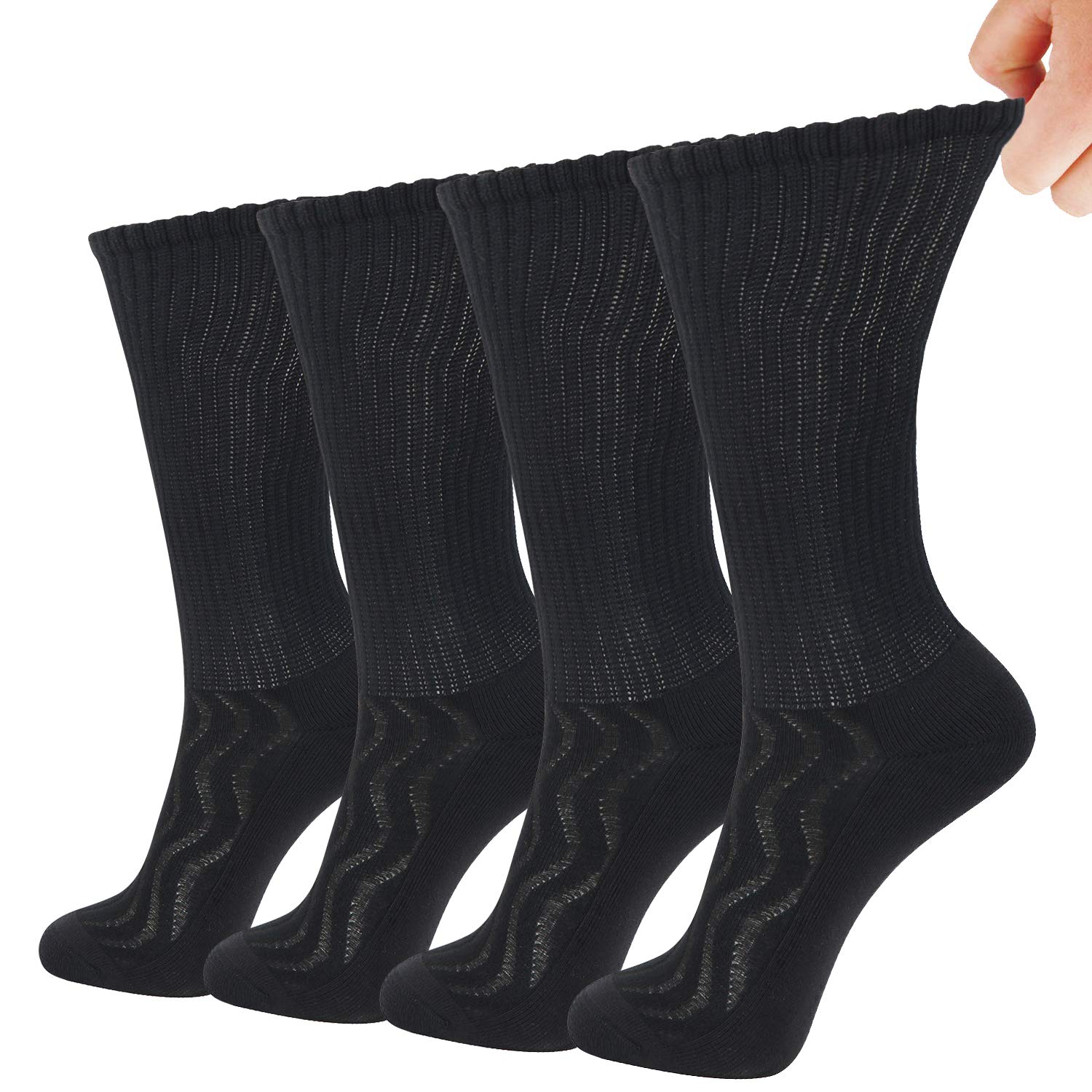 Premium 4-Pack/6-Pack Men's Bamboo Dress Socks - Breathable, Moisture-Wicking & Cushioned Crew Socks - Non-Binding Wide Fit for Comfort - Perfect for Office, Business & Formal Occasions