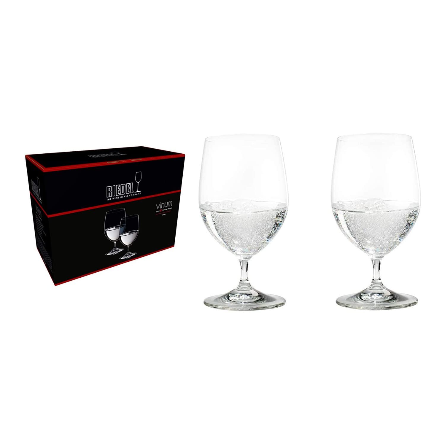Riedel Vinum Crystal Water Glasses Set of 4 with Premium Microfiber Polishing Cloth - Elegant Wine Tasting & Formal Dining Glassware for Home Entertaining & Gift Giving