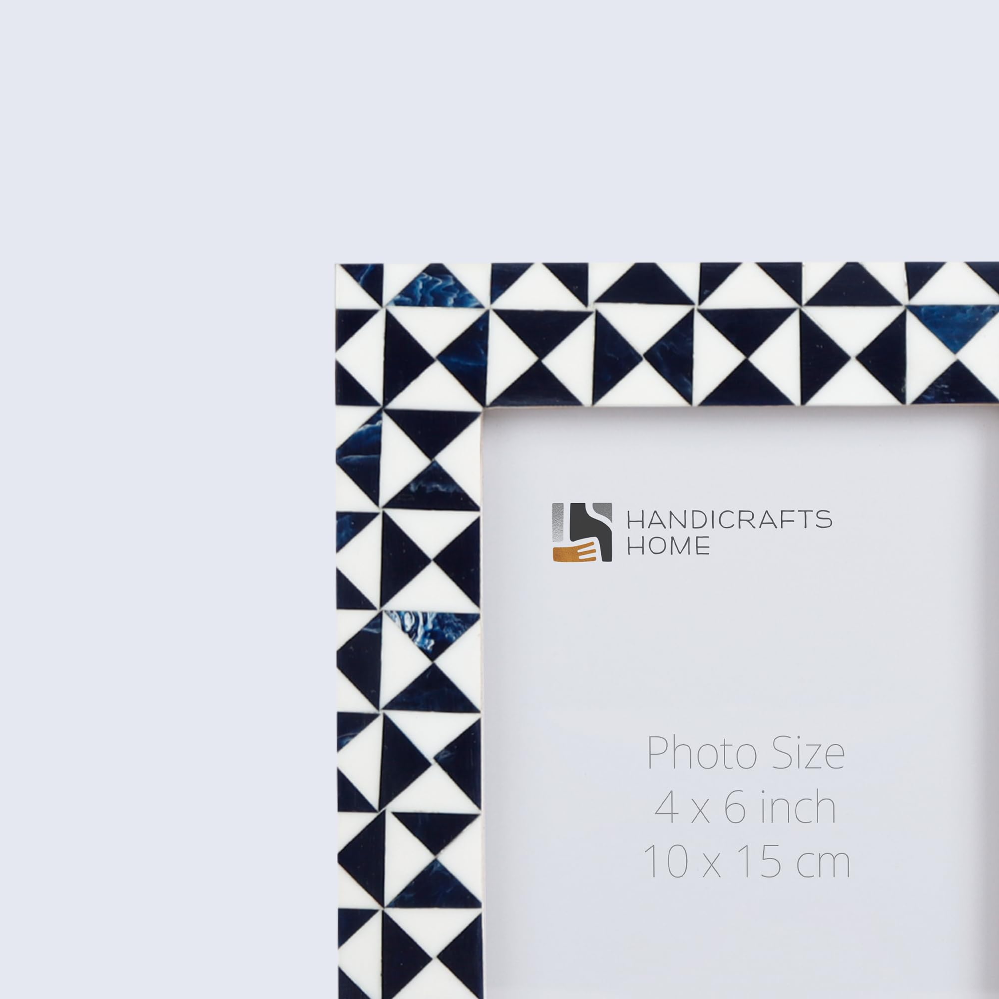 Handmade 4x6 Picture Frames - Marquet-Indigo Collection (Set of 2) | Wooden Photo Frames for Wall Decor, Tabletop Displays & Gift Giving