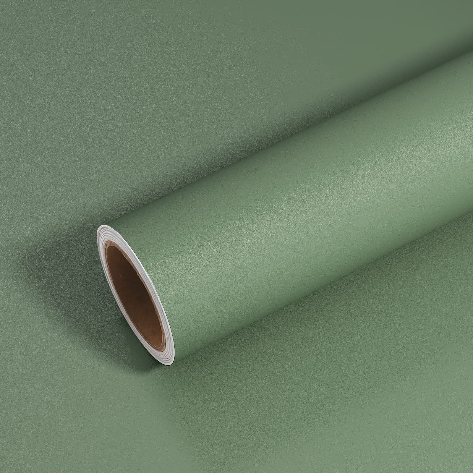 VEELIKE 15.7''x118'' Thick Sage Green Peel and Stick Wallpaper - Waterproof Self-Adhesive Vinyl Contact Paper for Cabinets, Walls, Kitchen Countertops | Perfect for Bedroom, Bathroom & Home Decor Renovation