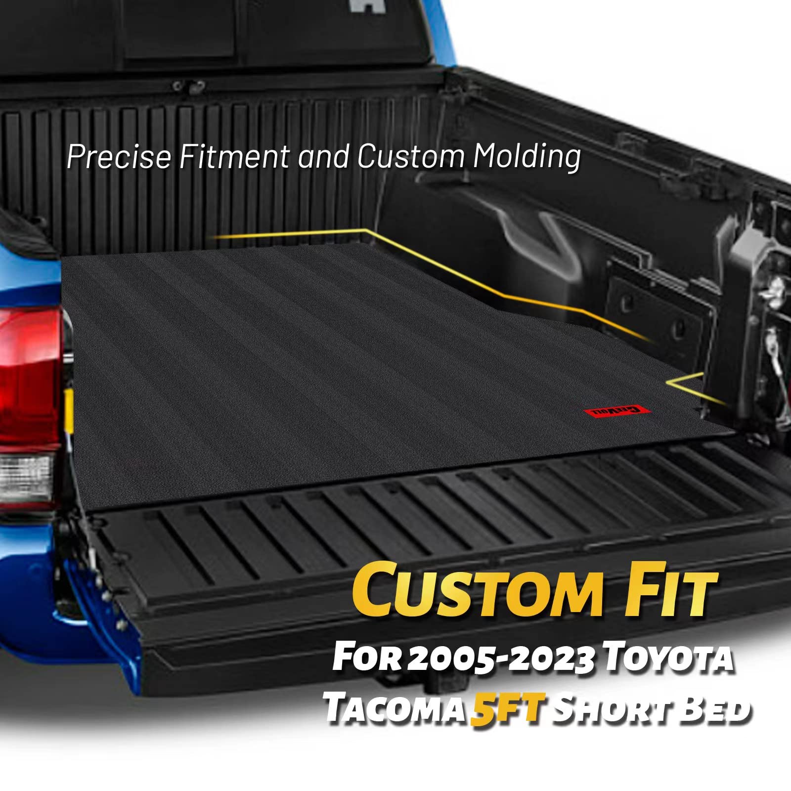 Heavy Duty Rubber Truck Bed Mat for 2005-2023 Toyota Tacoma 5ft Short Bed | Durable & Non-Slip Protection | Black | Perfect for Hauling, Off-Roading & Work Site Use