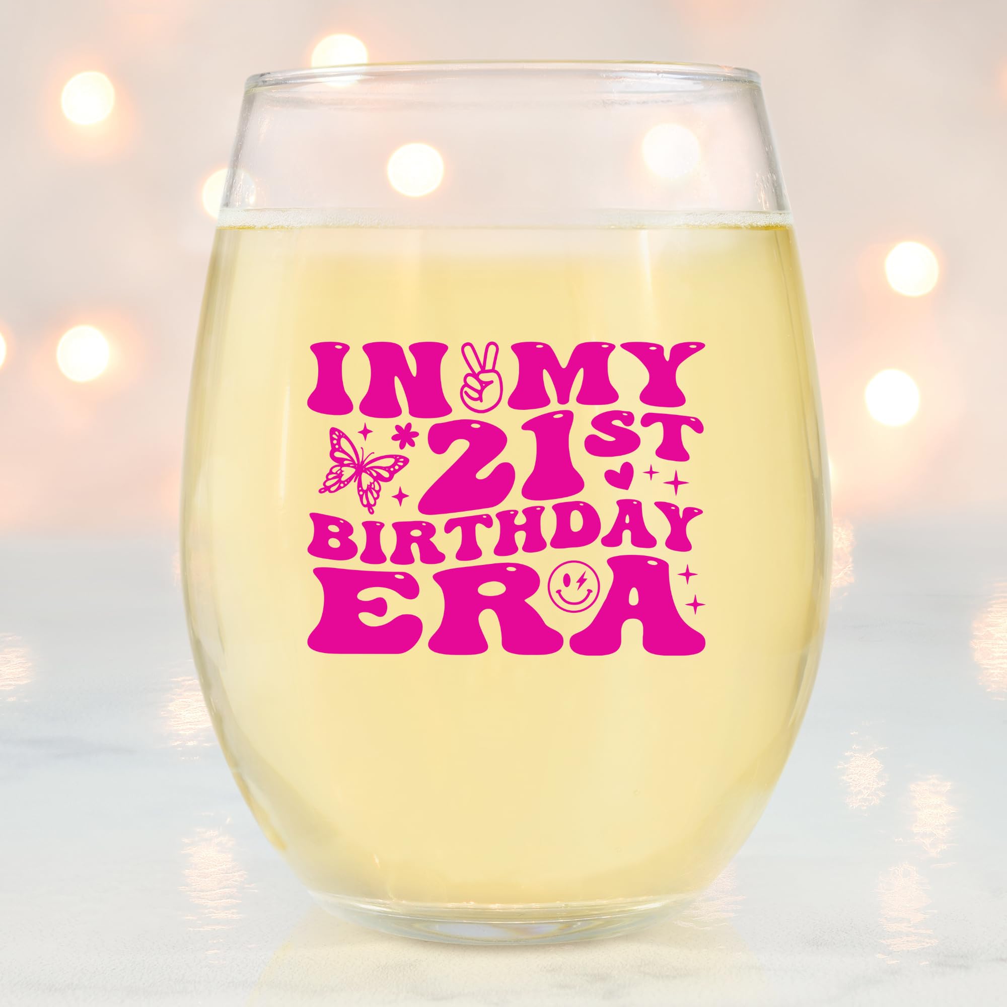 21st Birthday Wine Glass - Funny & Personalized Gift for Him, Her, Daughter, Sister, Best Friend - Perfect for 21st Birthday Party Decorations & Celebrations - Ideal for Toasting, Gifting & Memorable Moments - Clear Glass
