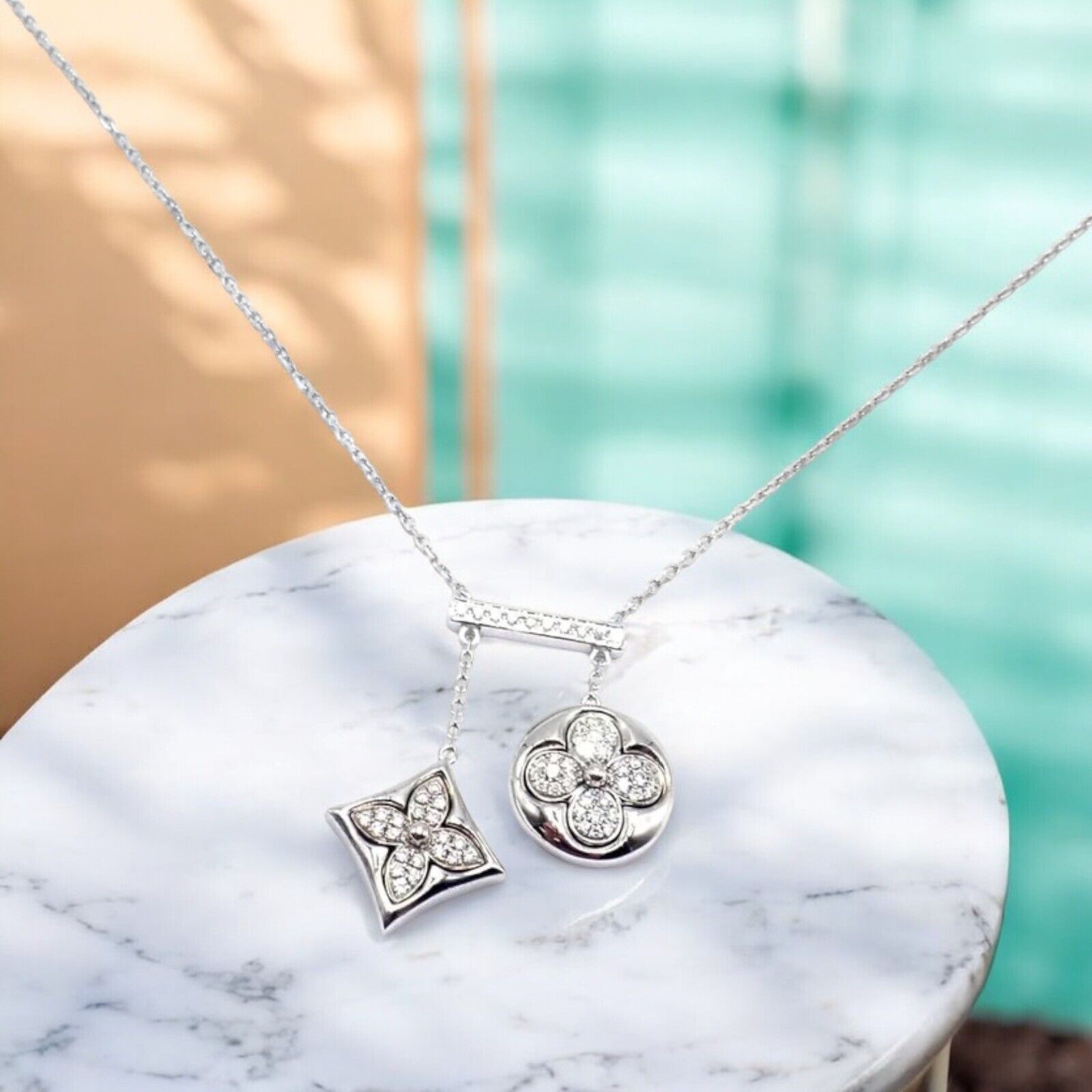 Authentic Louis Vuitton Blossom 18k White Gold Diamond Pendant Necklace - Luxury Jewelry for Women, Perfect for Weddings, Anniversaries & Special Occasions