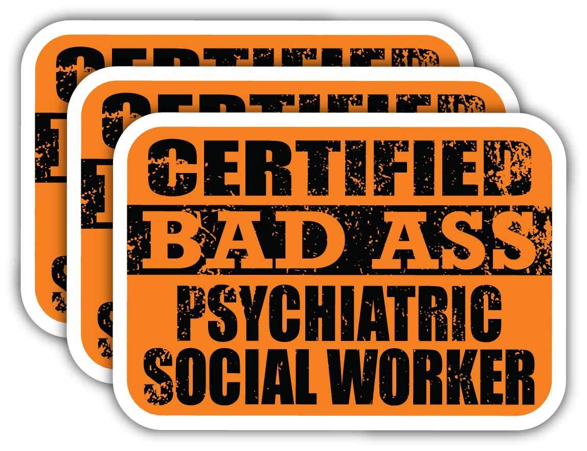 Certified Bad Ass Social Worker Stickers - Funny Career Gift for Laptops, Cars & Work Gear