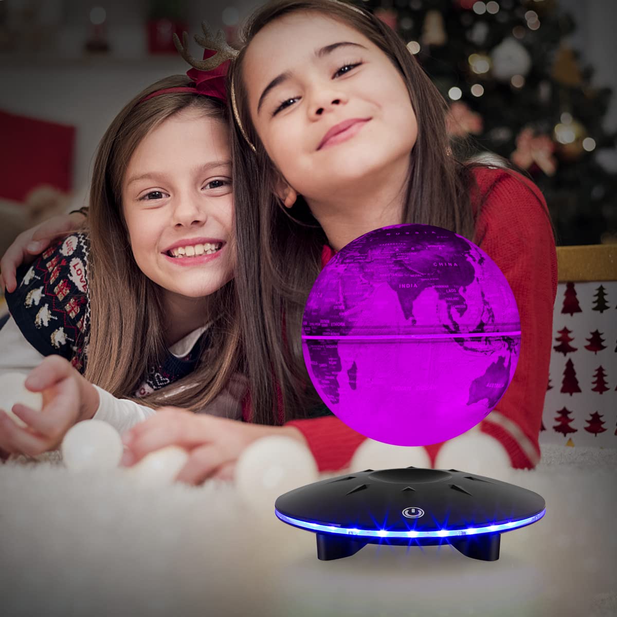 Floating Globe with LED Lights - Magnetic Levitation World Map Lamp, Touch Control Base for Home & Office Decor | Unique Gift Idea for Christmas, Birthdays & Housewarming | Perfect for Study Rooms, Living Rooms & Gifts