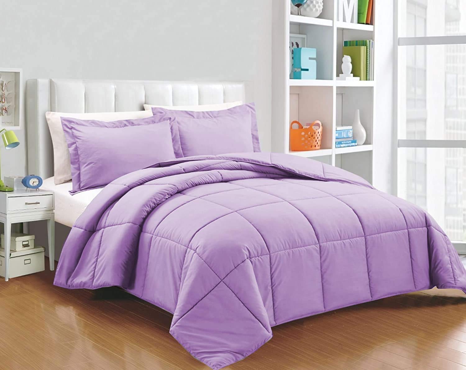 Premium 8-Piece Egyptian Cotton Comforter Set - 100% Pure 600 Thread Count Twin XL Bedding (3-Pc Comforter + 4-Pc Sheet Set + Bed Skirt) - Soft Lavender Luxury Bedding for Master Bedroom, Guest Room & Dorm