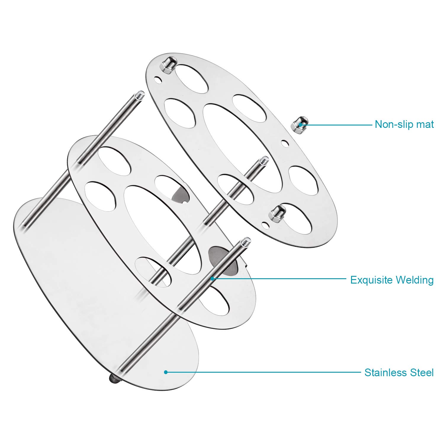 Stainless Steel Toothbrush Holder & Toothpaste Stand - Bathroom Organizer for Kids & Adults, Multifunctional Storage Rack (Silver) - Perfect for Countertop, Vanity & Travel Use