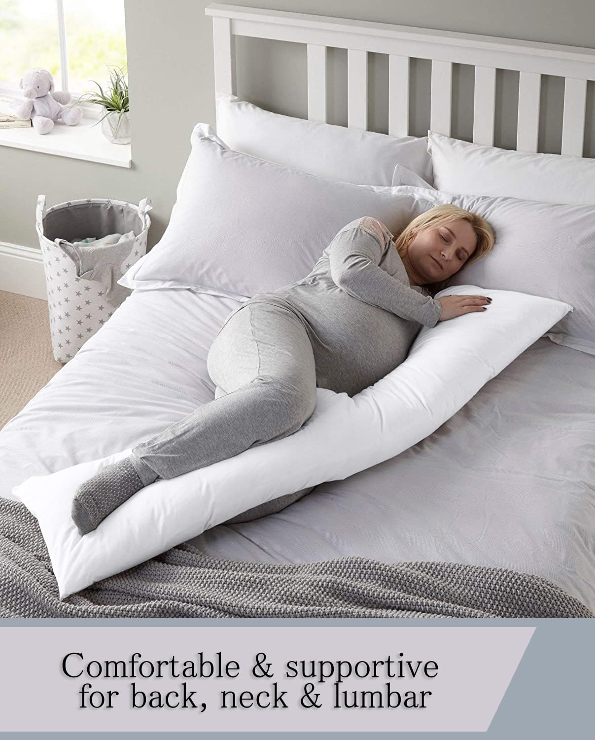 Premium 100% Natural Cotton Body Pillow Cover - 20x60 Inch, 600 Thread Count, Soft & Breathable with Zipper Closure - Perfect for Sleeping, Lounging & Pregnancy Support - White