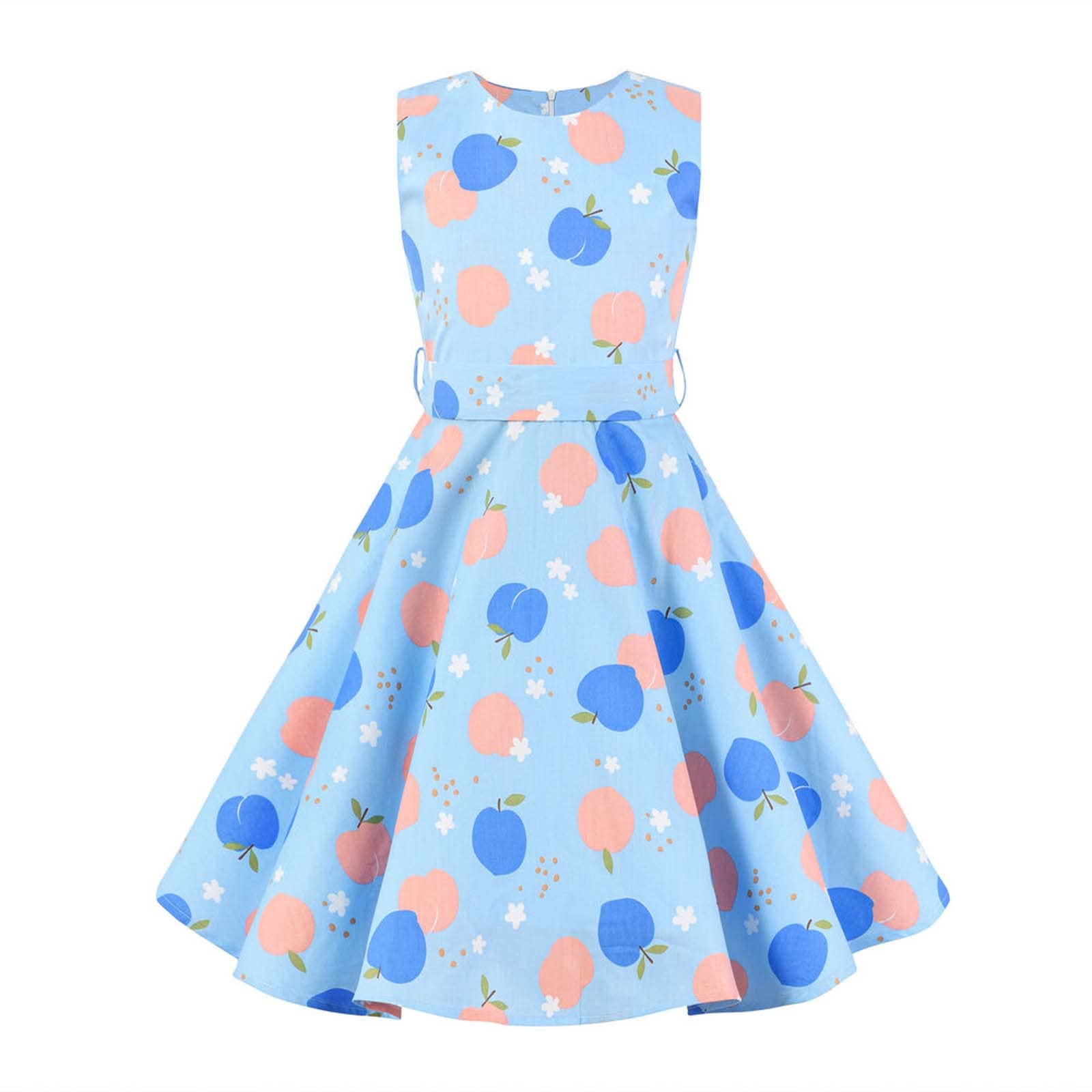 Vintage 1950s Retro Rockabilly Baby Girls Swing Dress - Sweetheart Print Midi Tank Dress for Toddler Birthday Party, Photo Shoot & Special Occasions