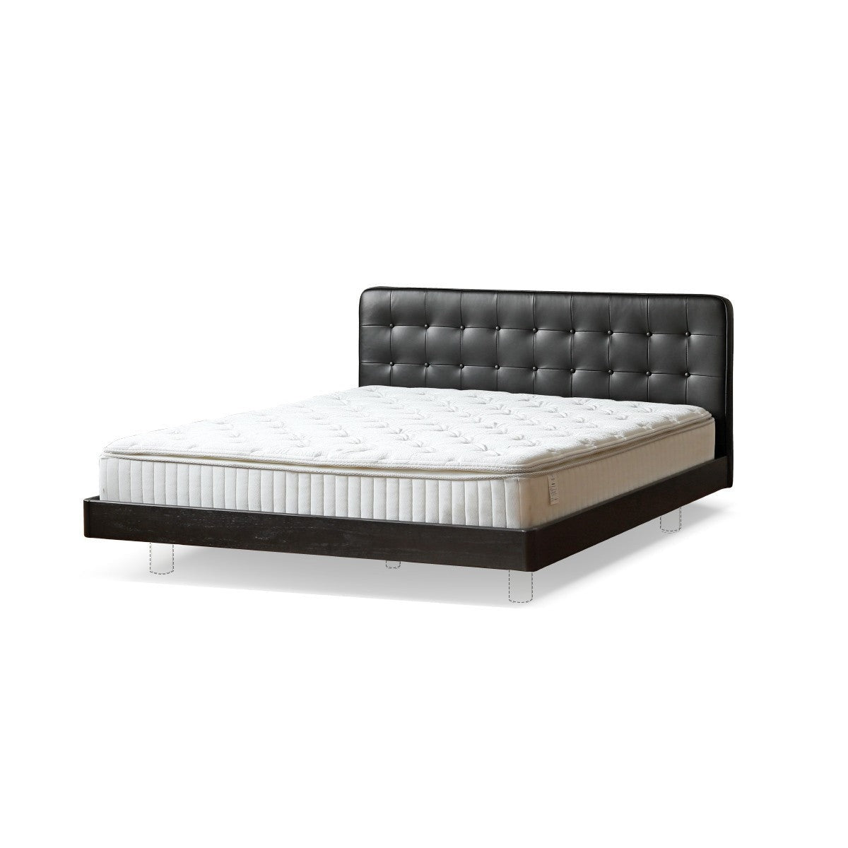 Premium Black Leather Suspension Bed - Luxurious & Durable for Bedroom, Guest Room, or Dorm - Enhances Comfort & Style