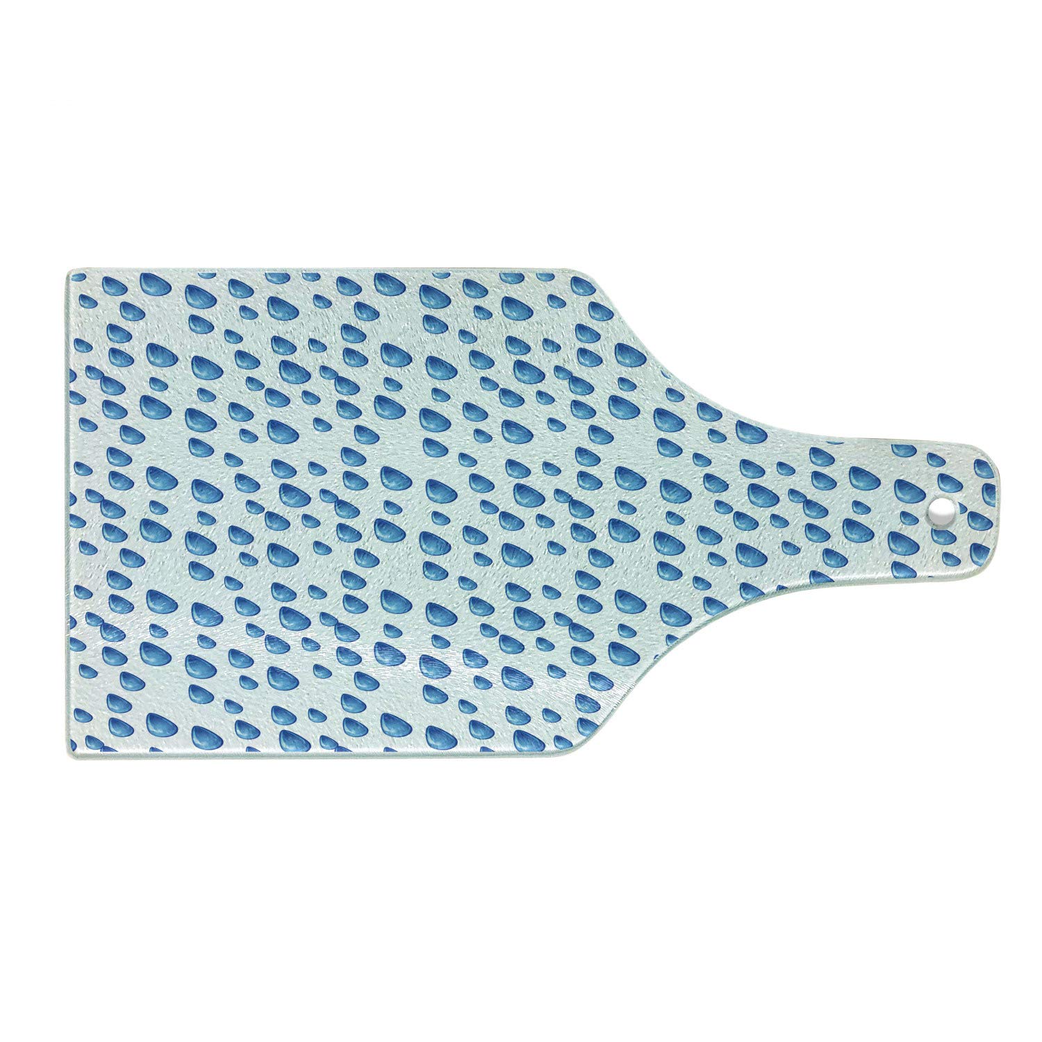 Ambesonne Autumn Themed Tempered Glass Cutting Board - Raindrops Fall Design with Blue and White Wine Bottle Shape - Decorative Serving Board for Kitchen, Cheese Platter & Wine Party Accessories