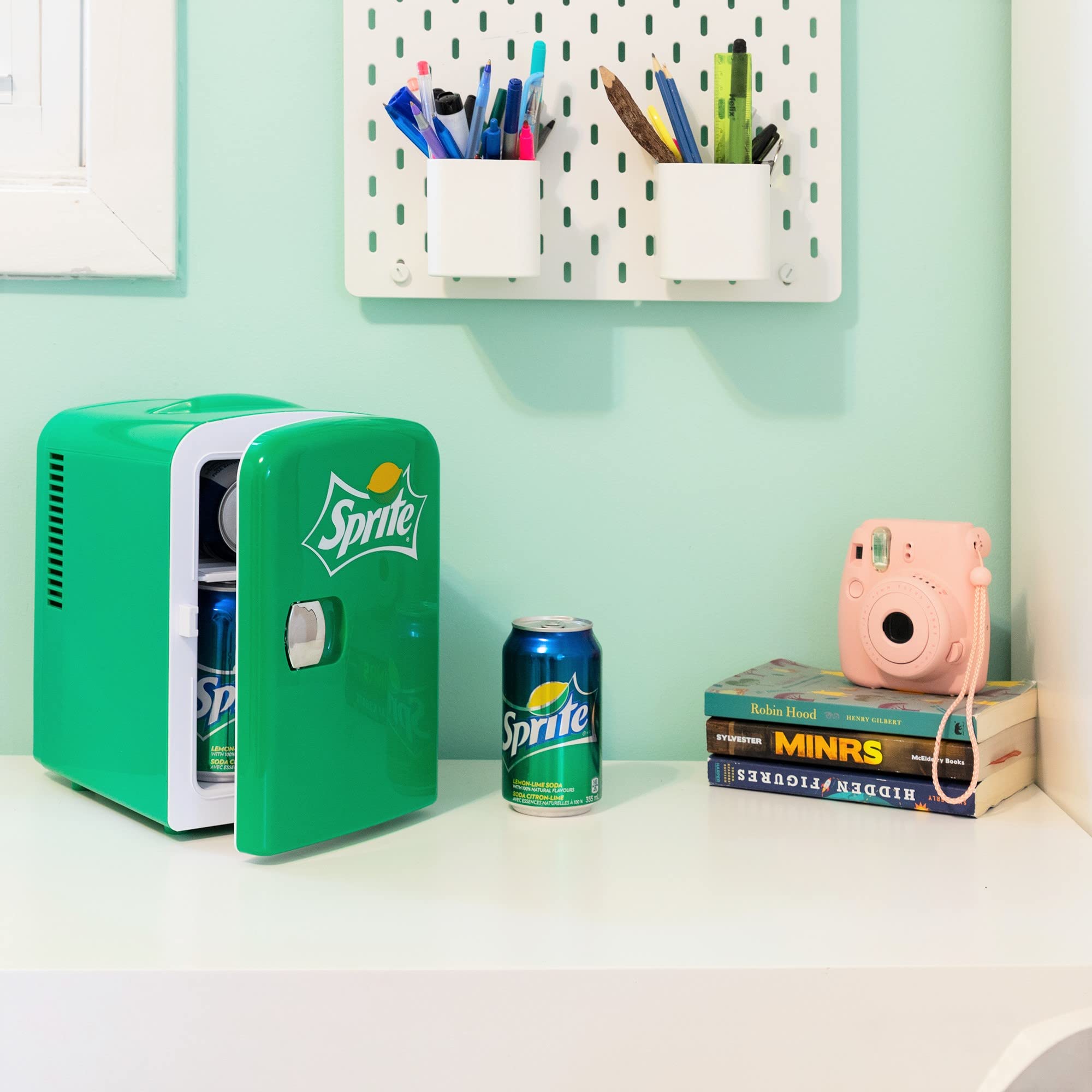 Koolatron Sprite Mini Fridge 4L - Portable Thermoelectric Cooler with Iconic Sprite Logo - Dual Power 110V AC/12V DC - Compact Green Refrigerator for Skincare, Snacks & Drinks - Perfect for Home, Office, Car & Dorm Use
