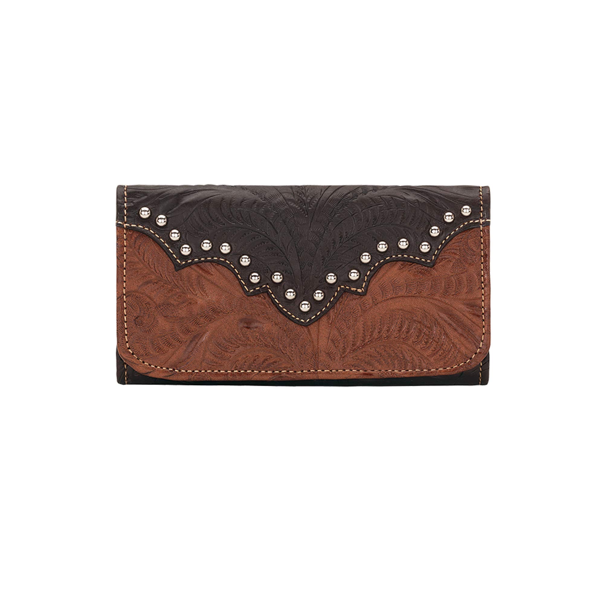 Vintage American West Women's Annie's Secret Tri-Fold Leather Wallet - Antique Brown One Size - Perfect for Everyday Use, Travel & Western Style Fashion
