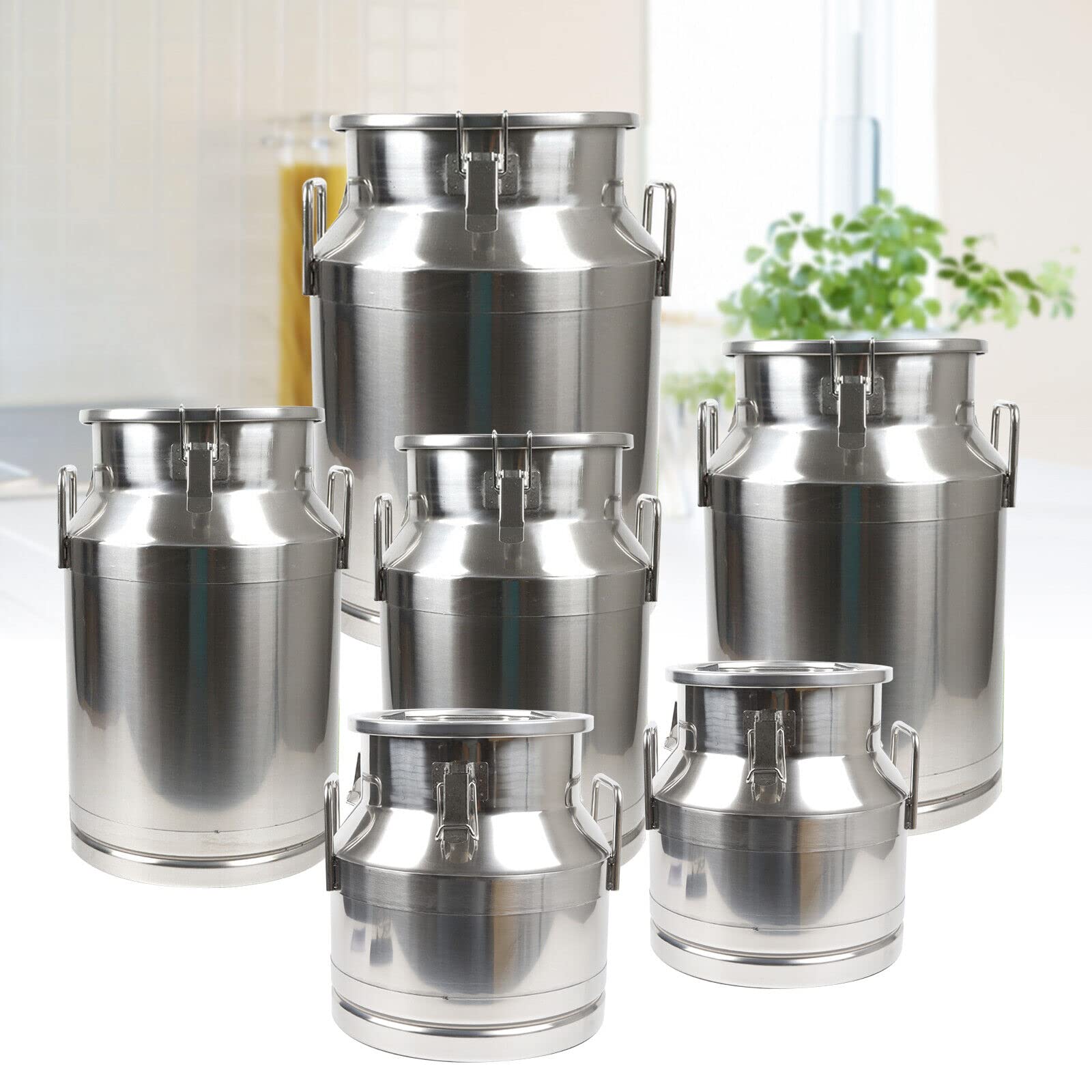 304 Stainless Steel 50L/13.2 Gallon Milk Can with Sealed Lid & Spigot - Food Grade Brewing Bucket for Beer, Wine, Dairy Storage - Perfect for Home Brewing, Farm Milk Collection & Commercial Food Processing (Silver)