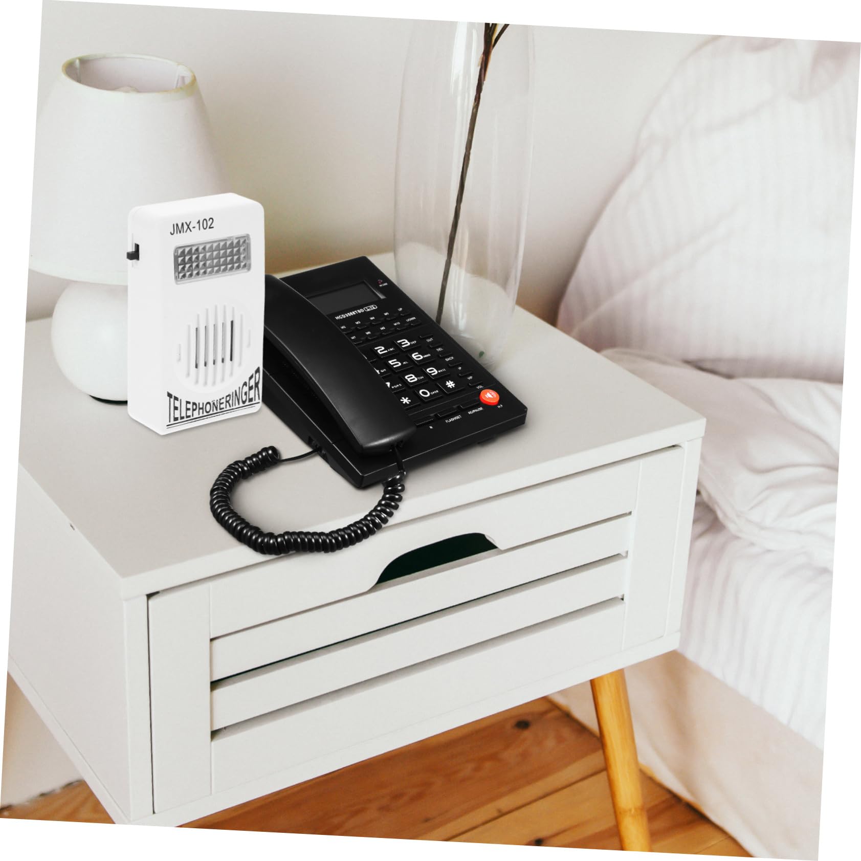 Veemoon Landline Phone Ring Amplifier - Boost Call Volume for Louder Ringer | Hearing Aid Device for Elderly & Hard of Hearing | Home & Office Use