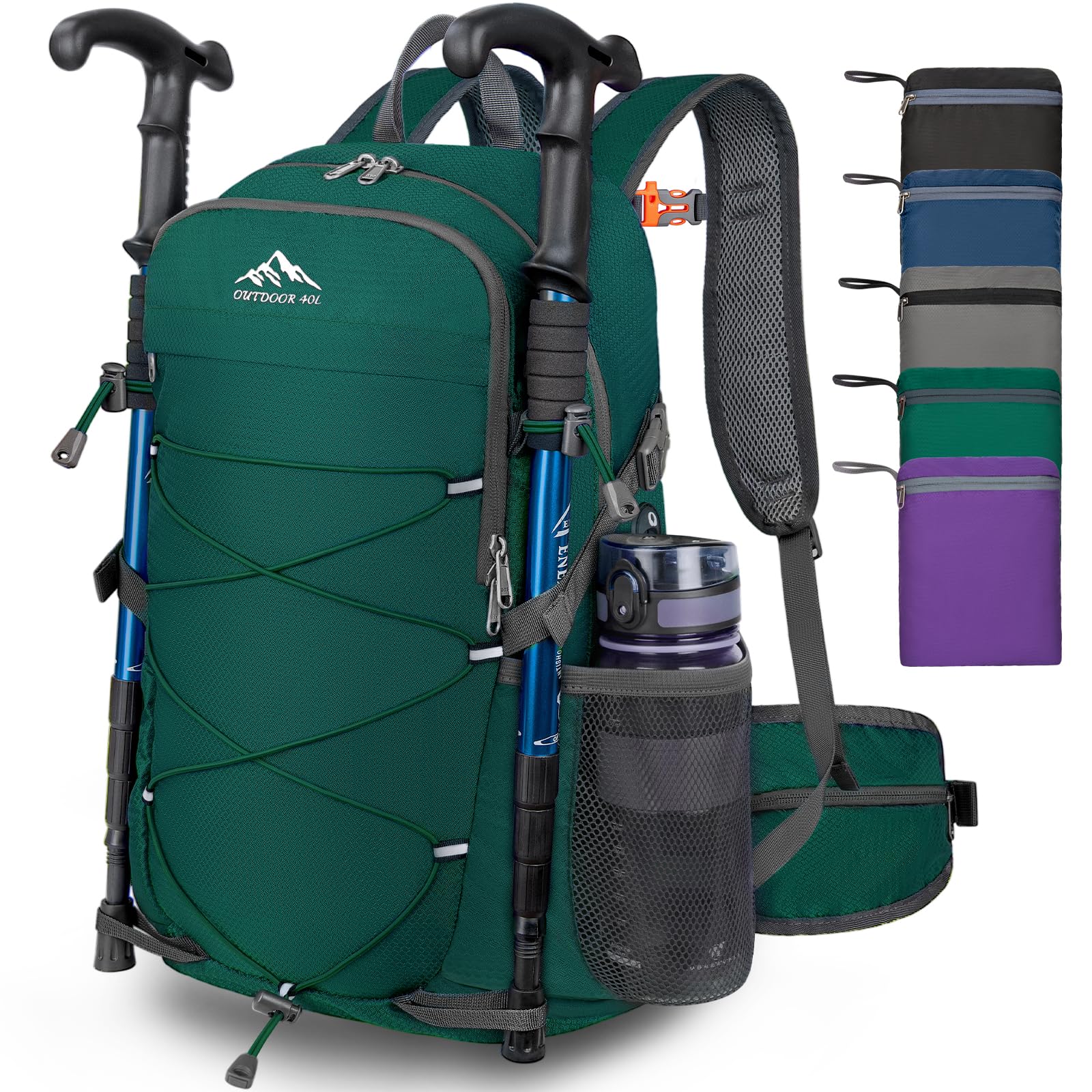 BKNOOU 40L Lightweight Hiking Backpack - Waterproof Foldable Daypack for Men & Women - Perfect for Camping, Travel & Outdoor Adventures