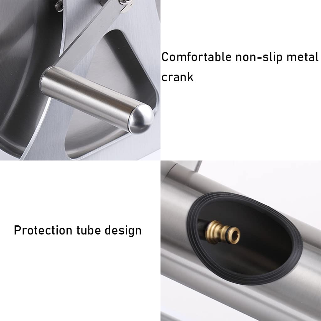 **Stainless Steel Garden Hose Reel Cart - Wall Mounted & Portable Water Pipe Storage Rack for Garden, Car Wash, and Outdoor Use (Silver, DN15 35m Yellow Pipe)**