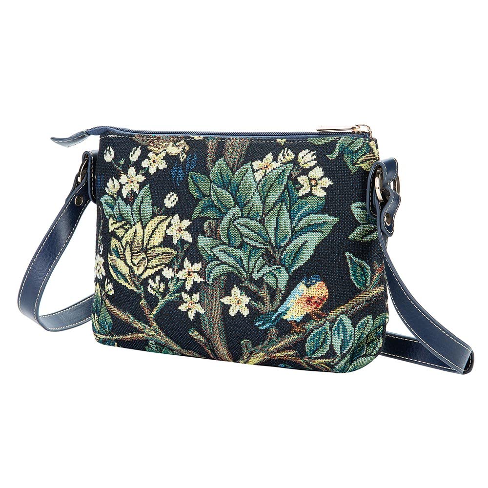 Signare William Morris Tree of Life Blue Tapestry Tote Bag, Crossbody Purse & Makeup Pouch Set for Women - Perfect for Travel, Beach & Everyday Use