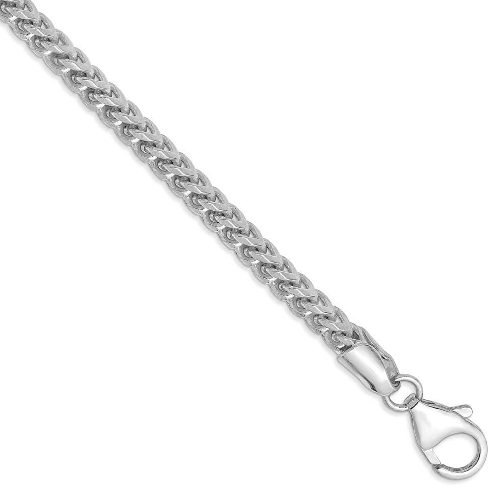 14k White Gold 3mm Black Bow Franco Chain Anklet/Bracelet for Elegant Style